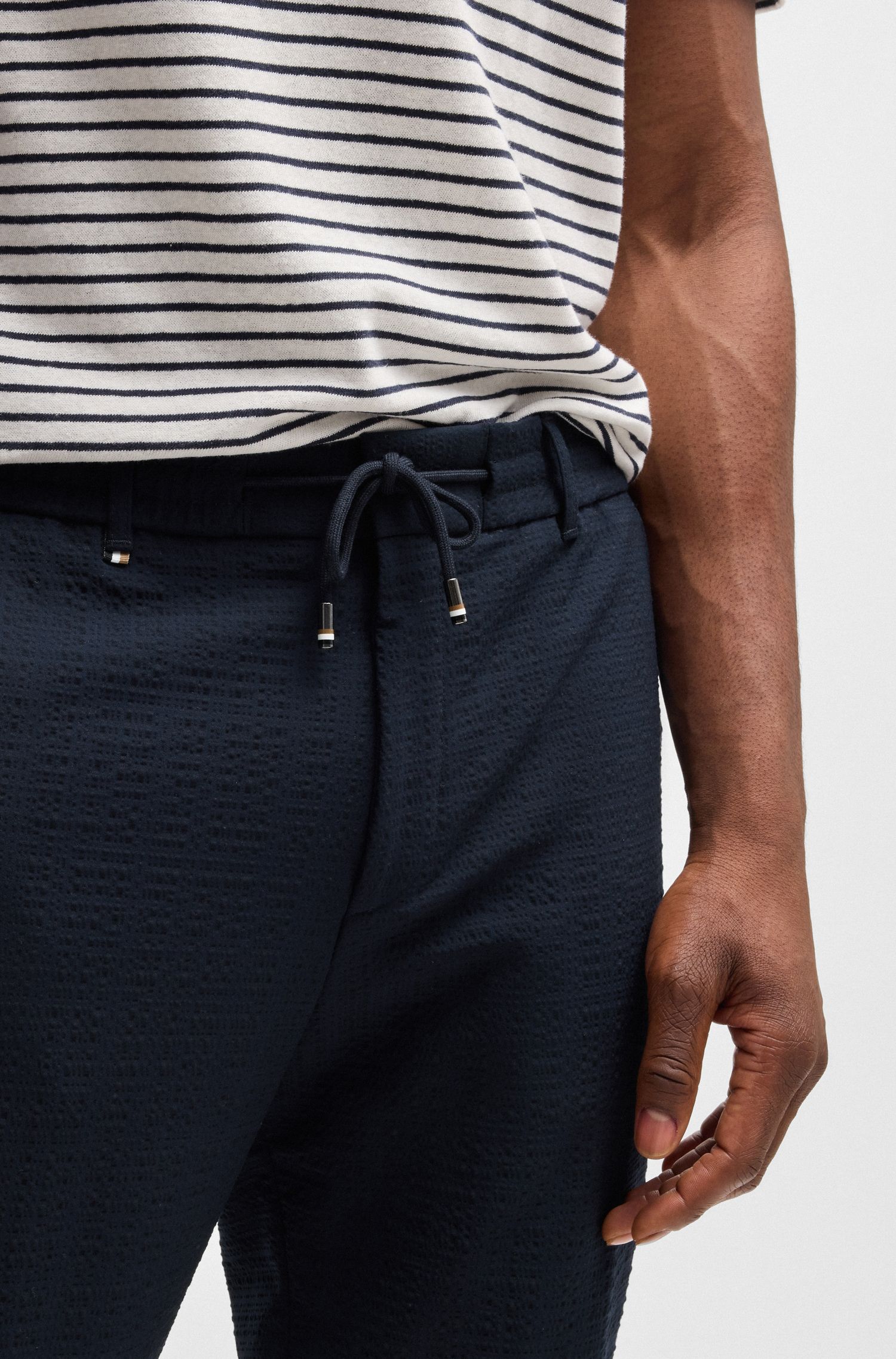 【BOSS博斯】弹力泡泡纱正装长裤