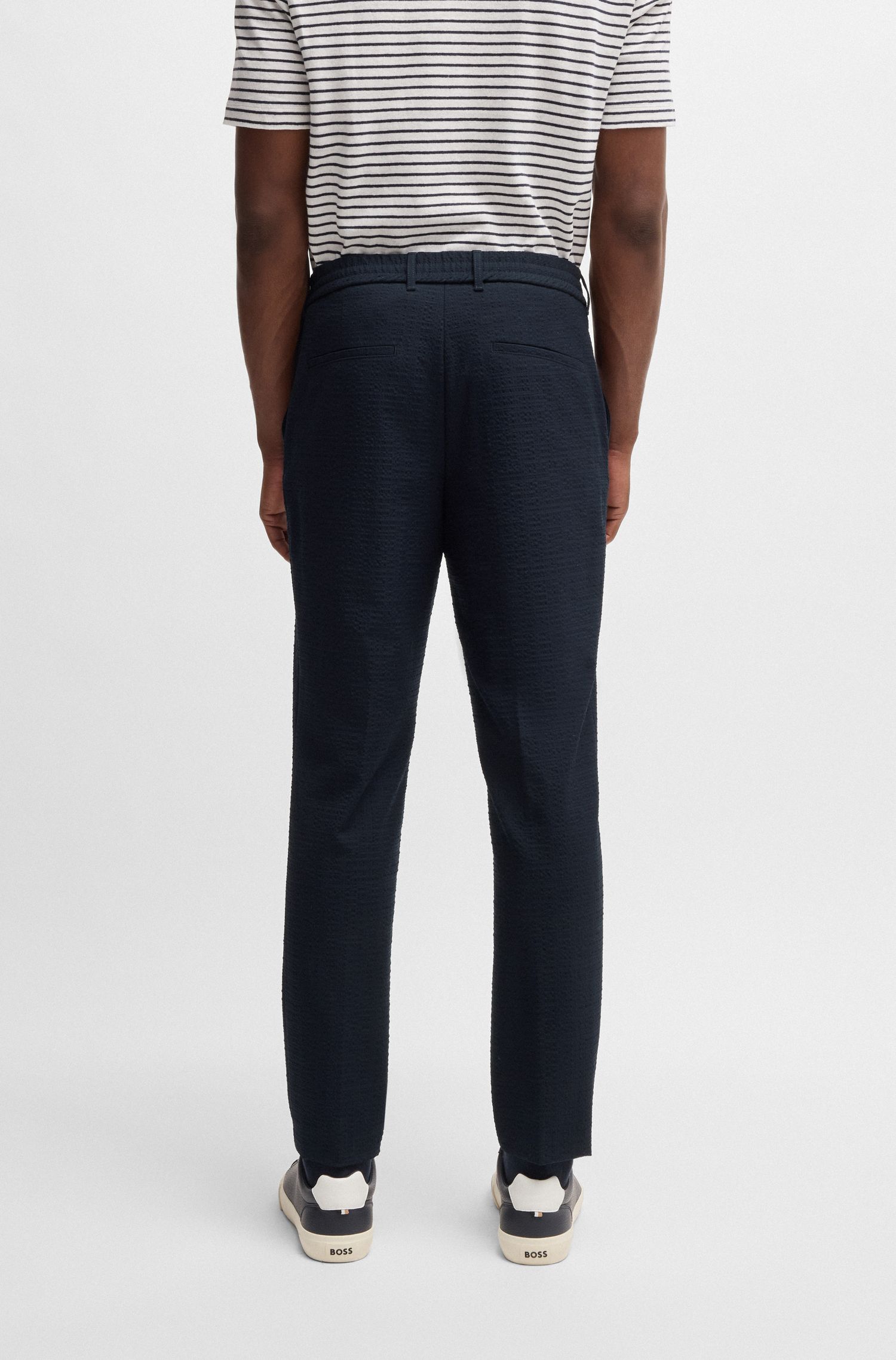 【BOSS博斯】弹力泡泡纱正装长裤