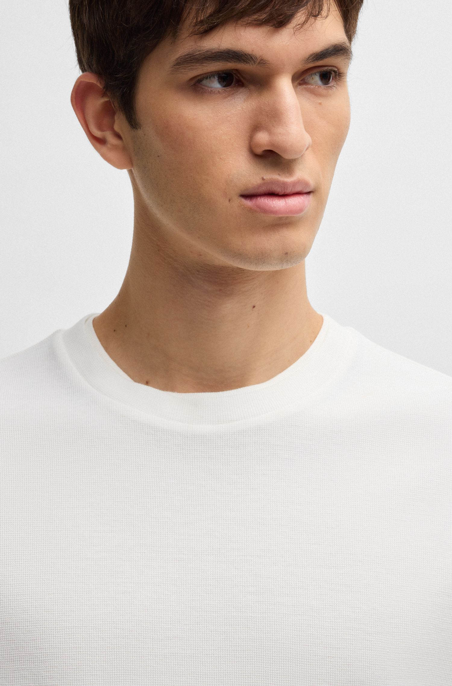 【BOSS博斯】华夫格结构丝光棉质混纺 T 恤