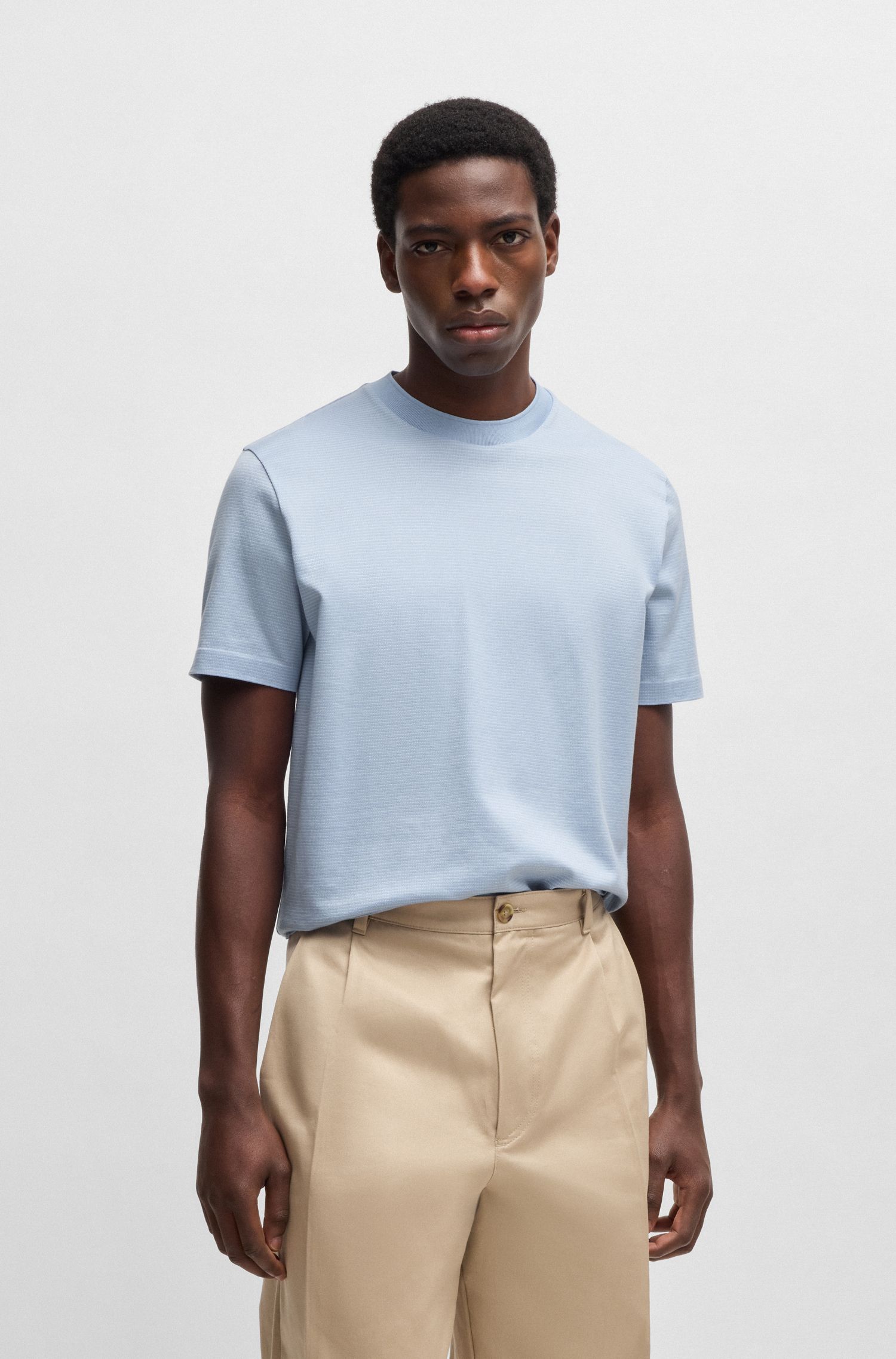 【BOSS博斯】撞色衣领丝光棉质 T 恤