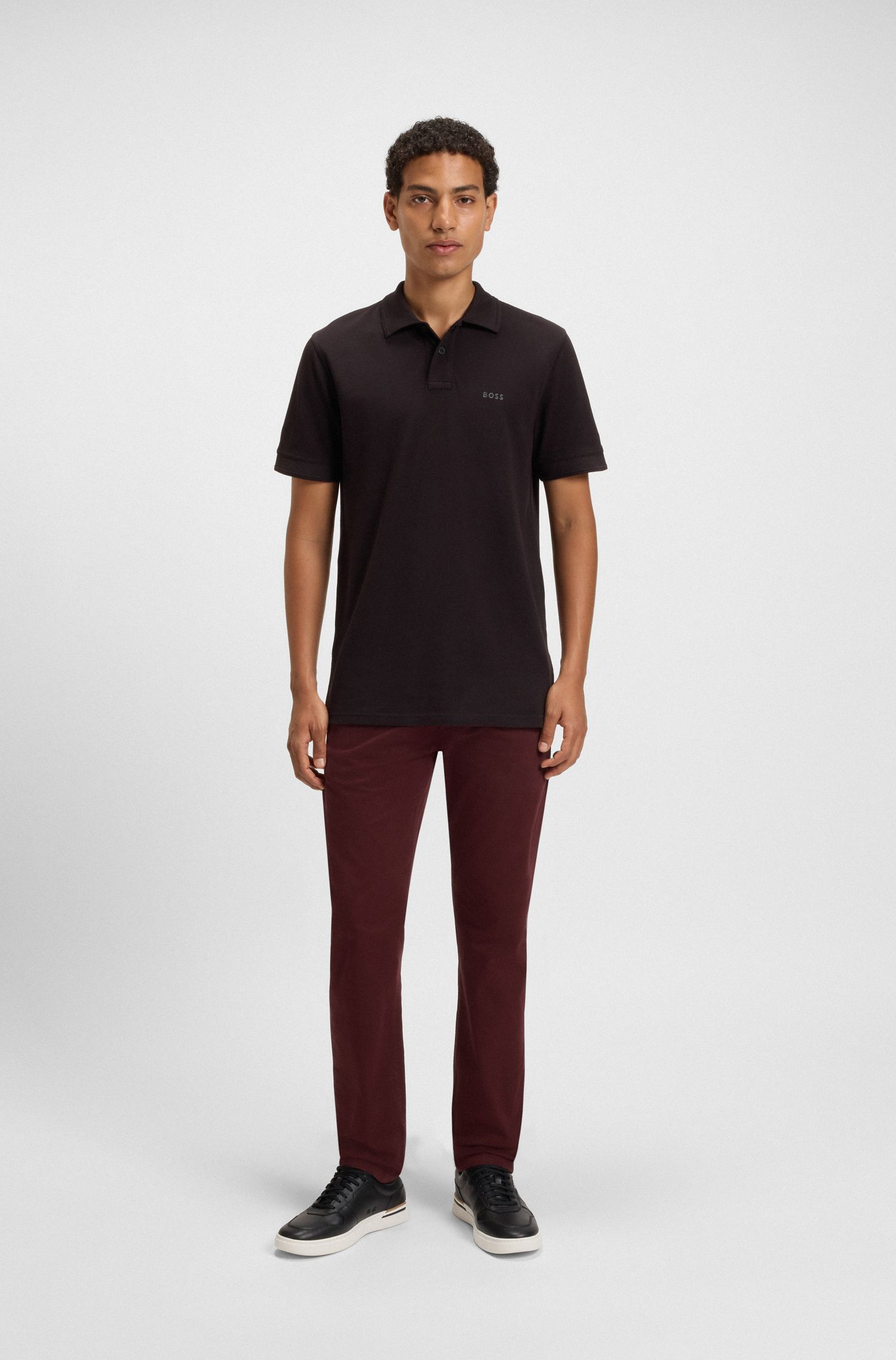 【BOSS博斯】经典条纹细节皮革运动鞋