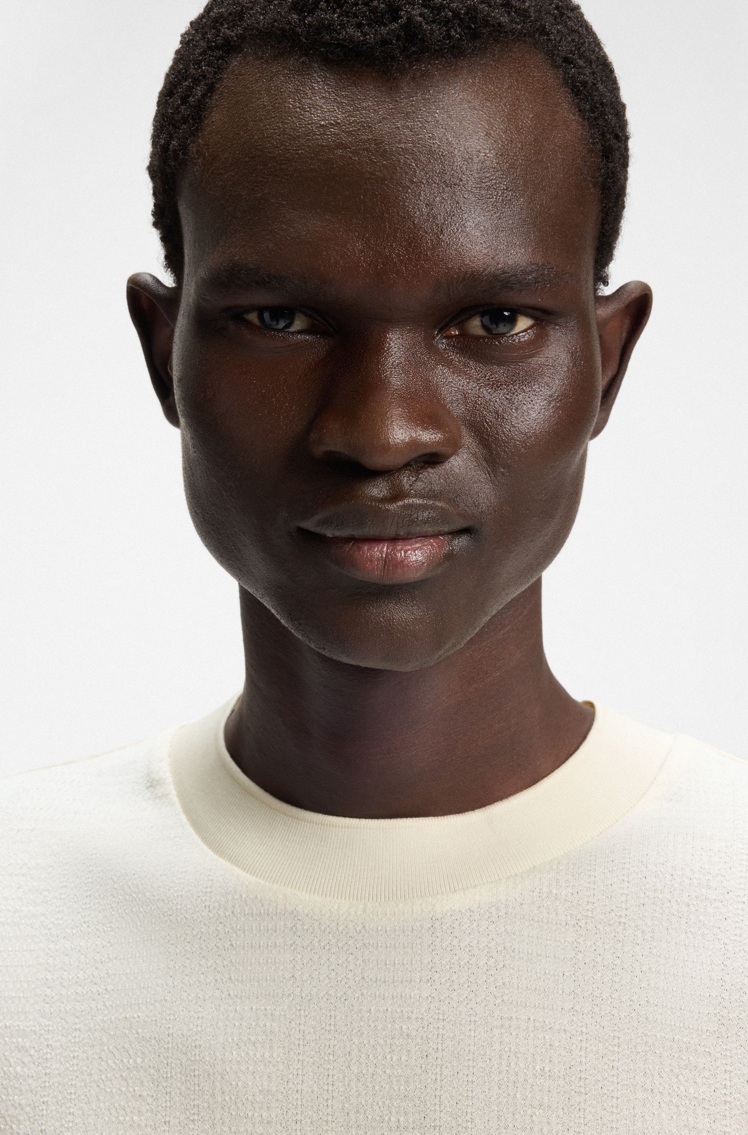 【BOSS博斯】威尔士格纹棉和真丝混纺 T 恤