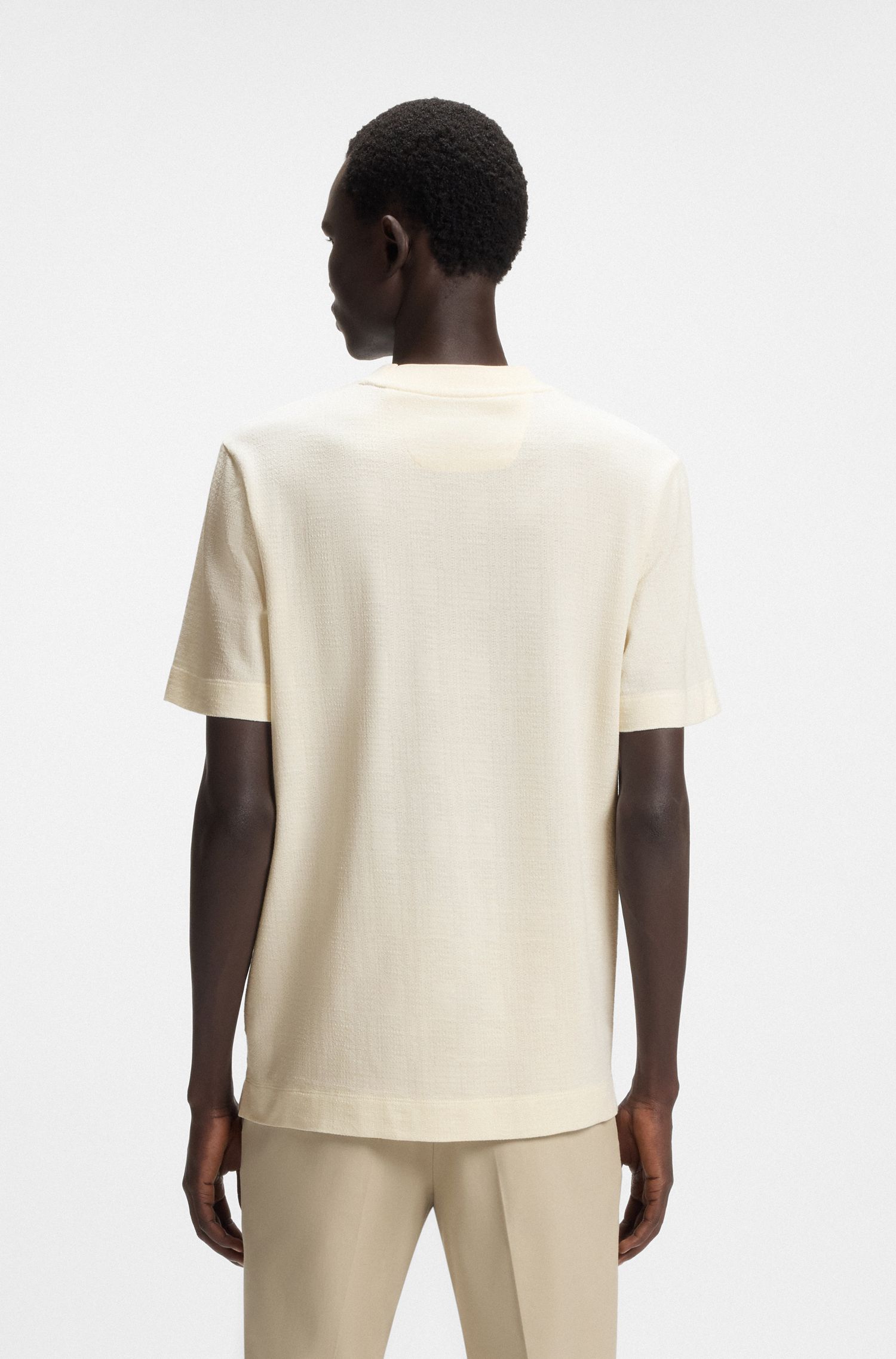 【BOSS博斯】威尔士格纹棉和真丝混纺 T 恤