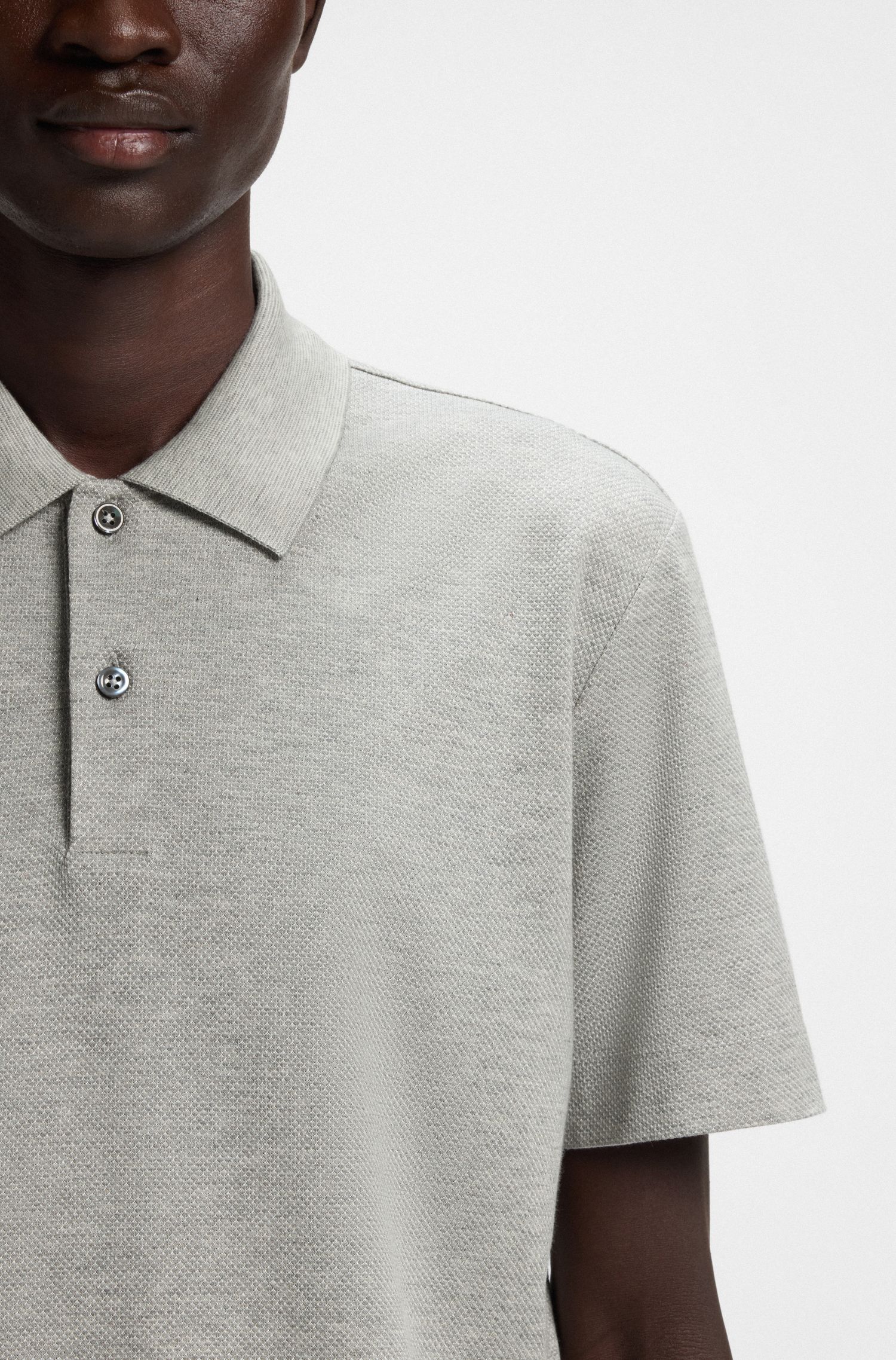 【BOSS博斯】棉和真丝混纺常规版型 Polo 衫