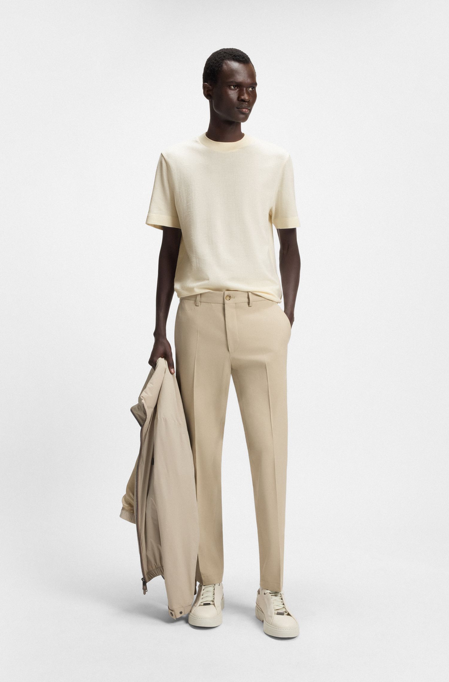 【BOSS博斯】威尔士格纹棉和真丝混纺 T 恤