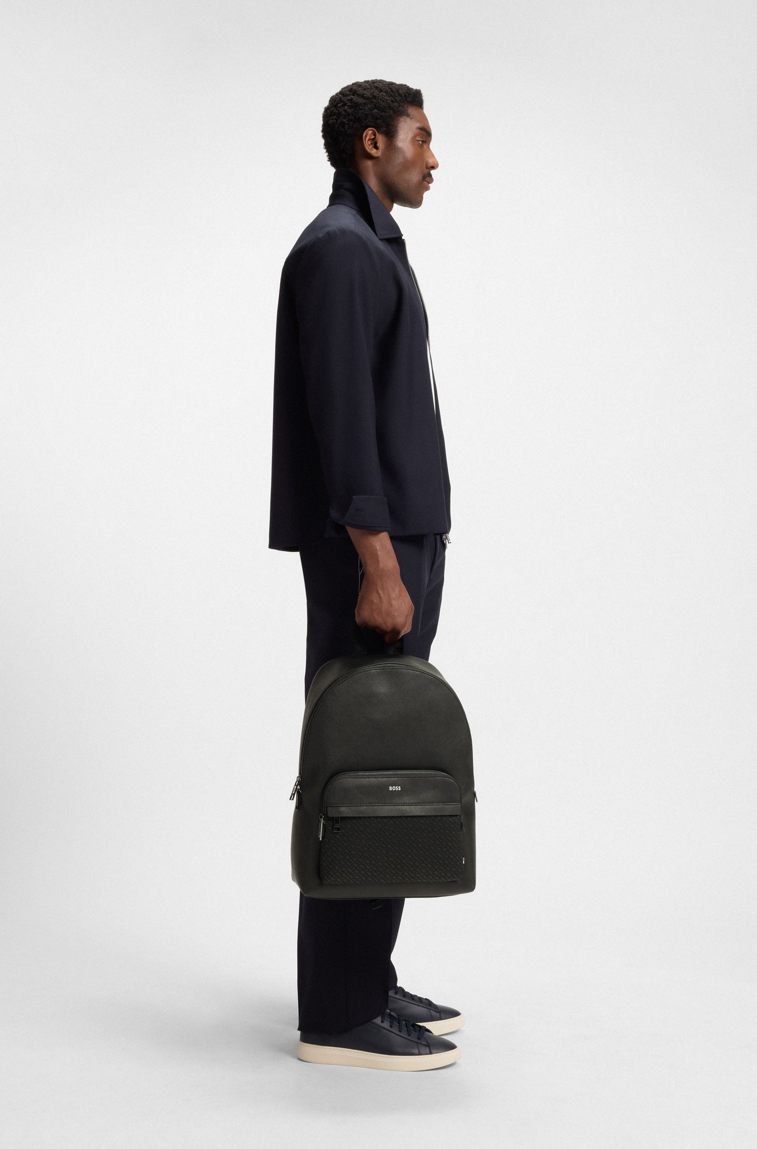 【BOSS博斯】交织字母图案双肩背包