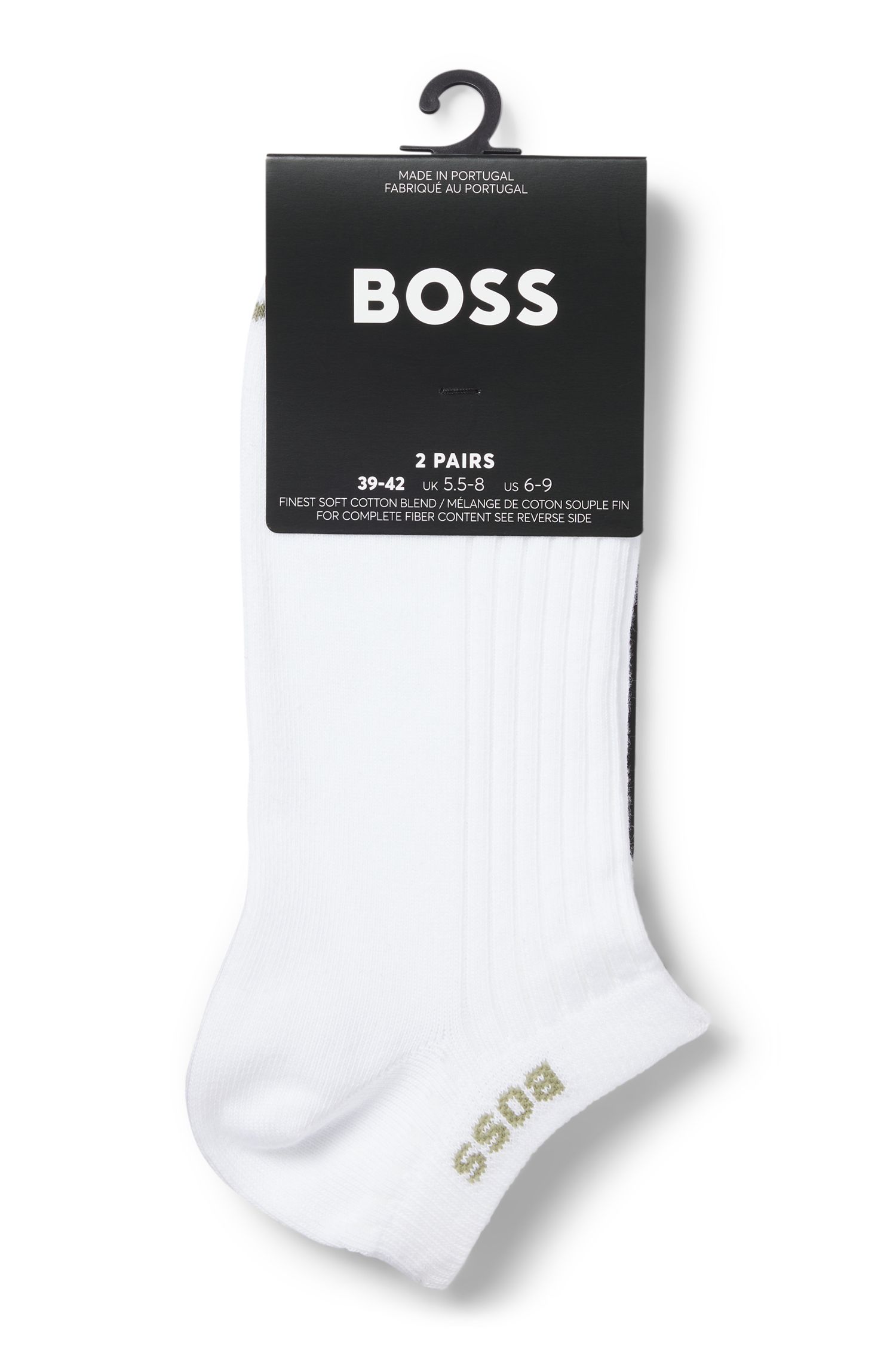 【BOSS博斯】棉质混纺短袜两双装