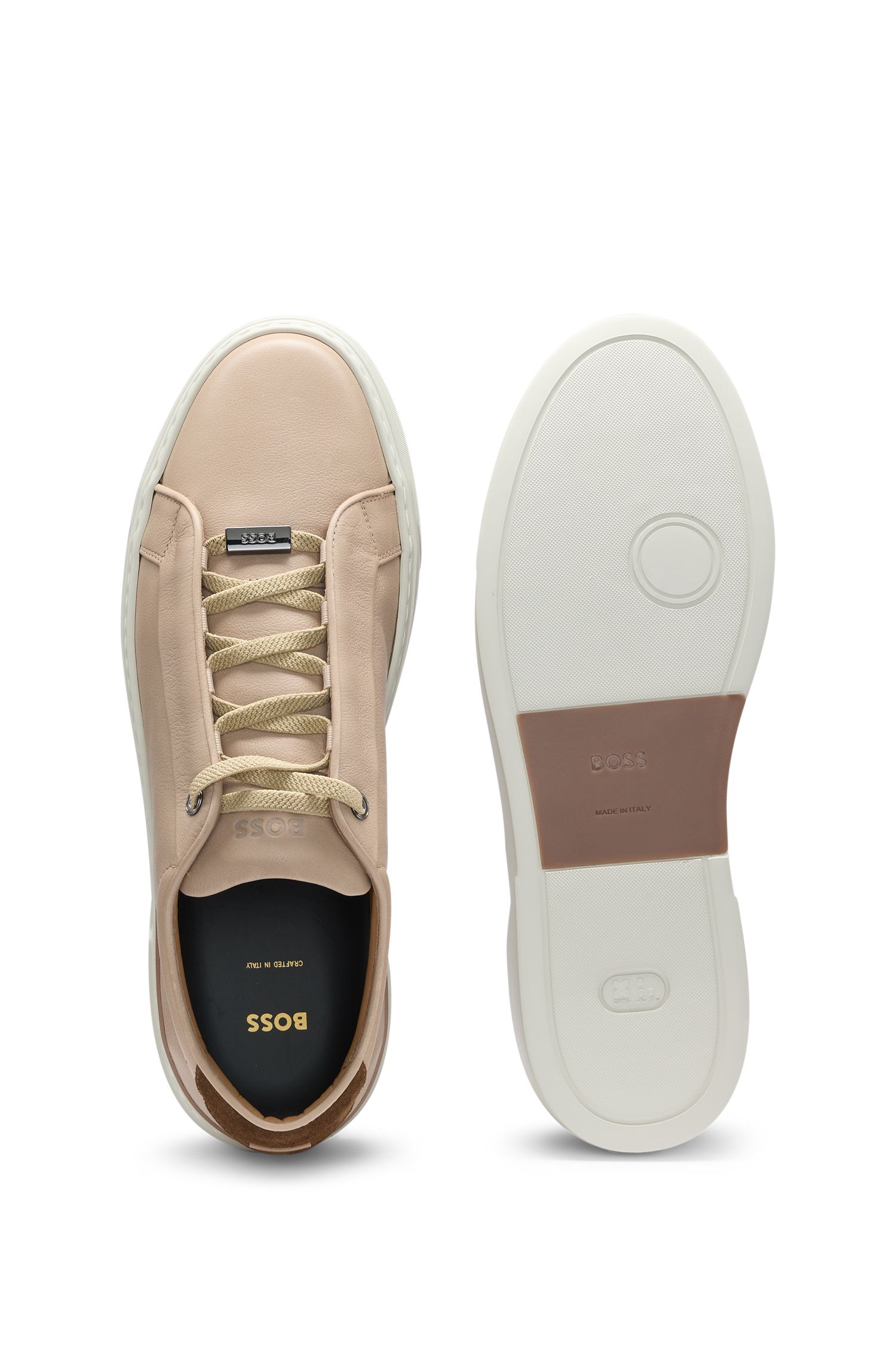 【BOSS博斯】Gary 皮革运动鞋带皮革后跟