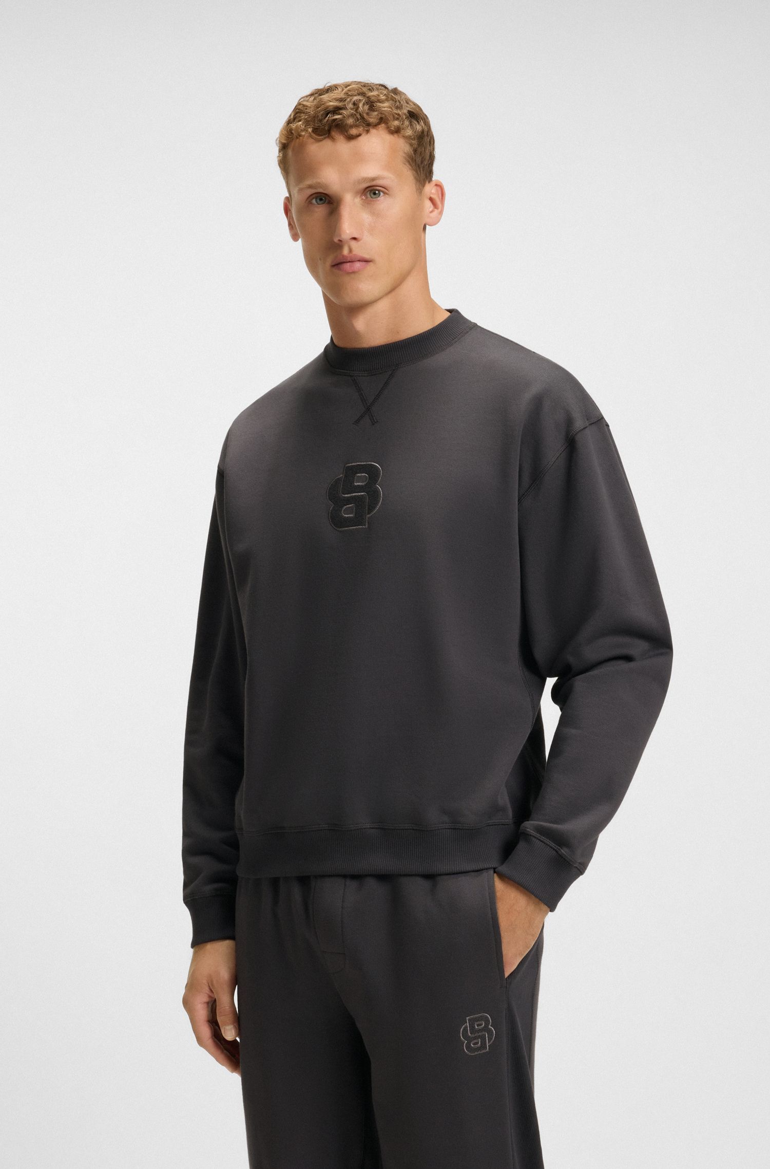 【BOSS博斯】双 B 交织字母棉质毛圈布运动衫