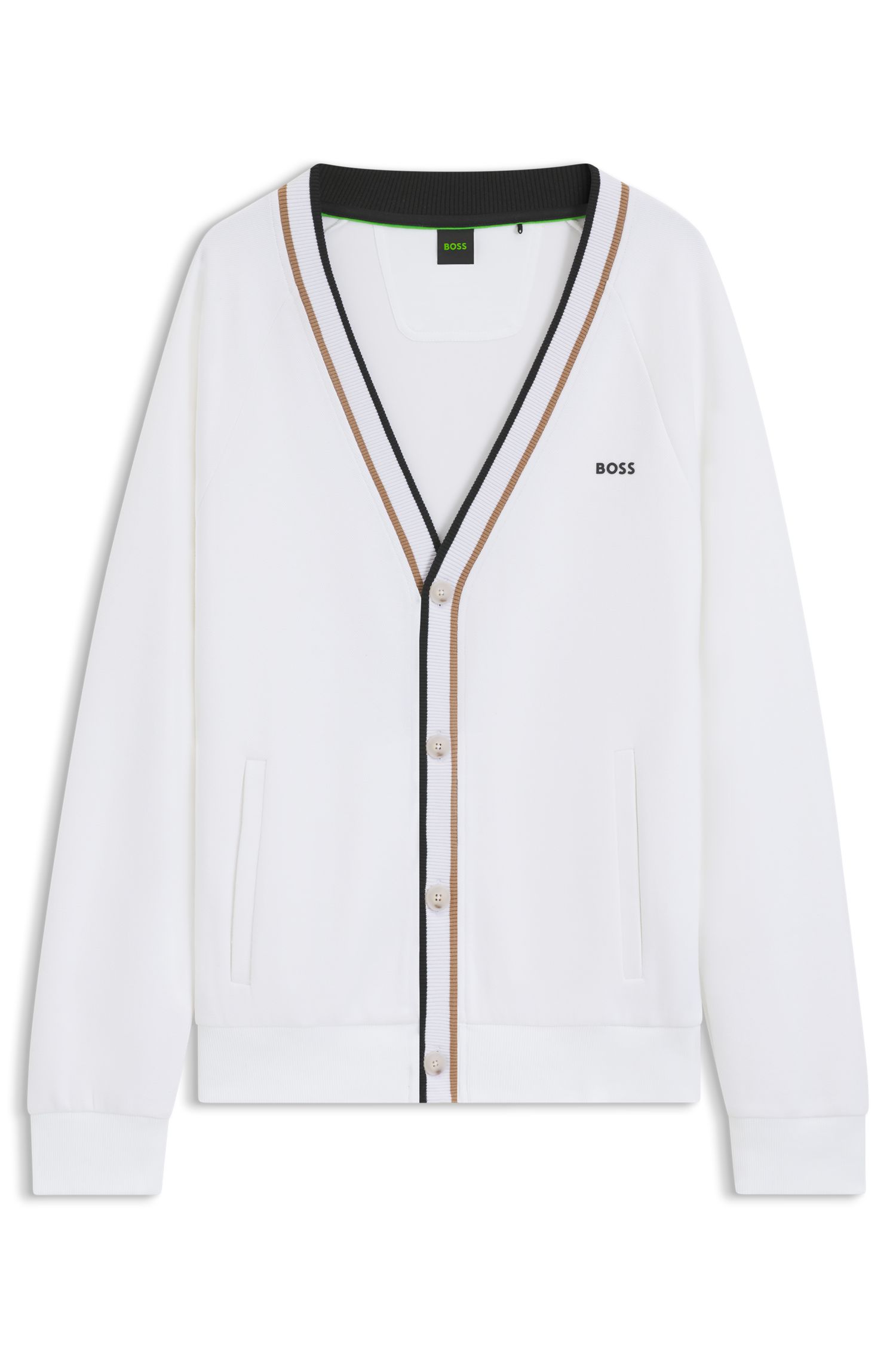 【BOSS博斯】撞色条纹宽松开衫