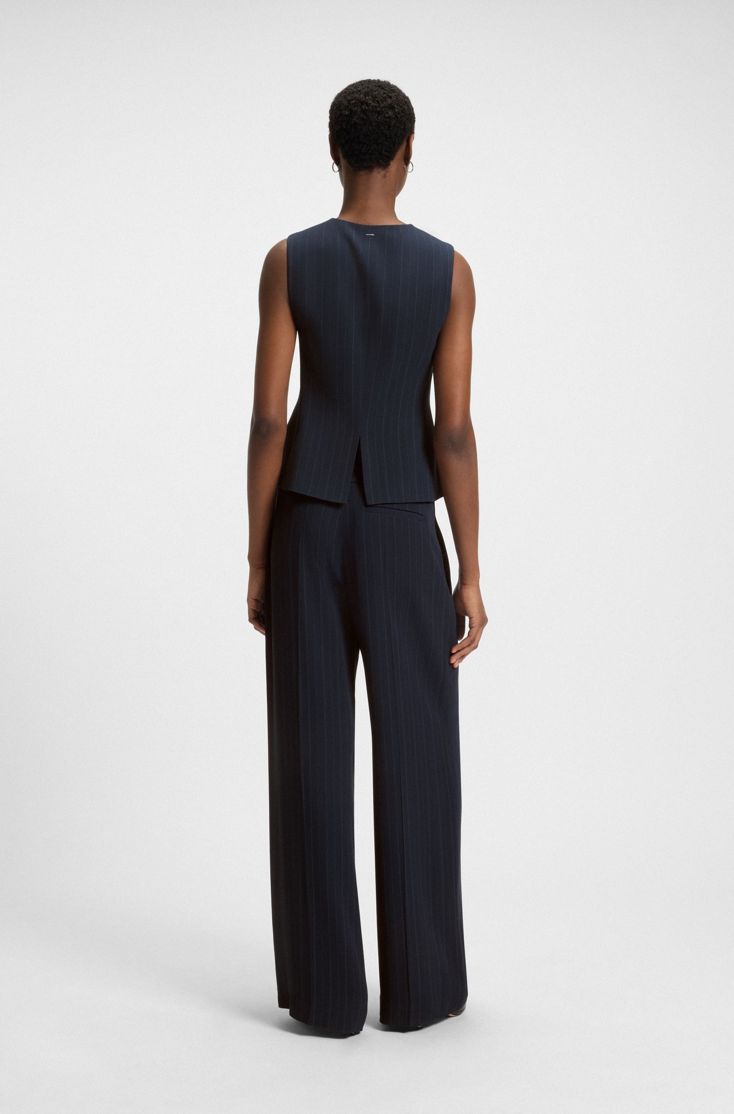 【BOSS博斯】单排扣细条纹马甲