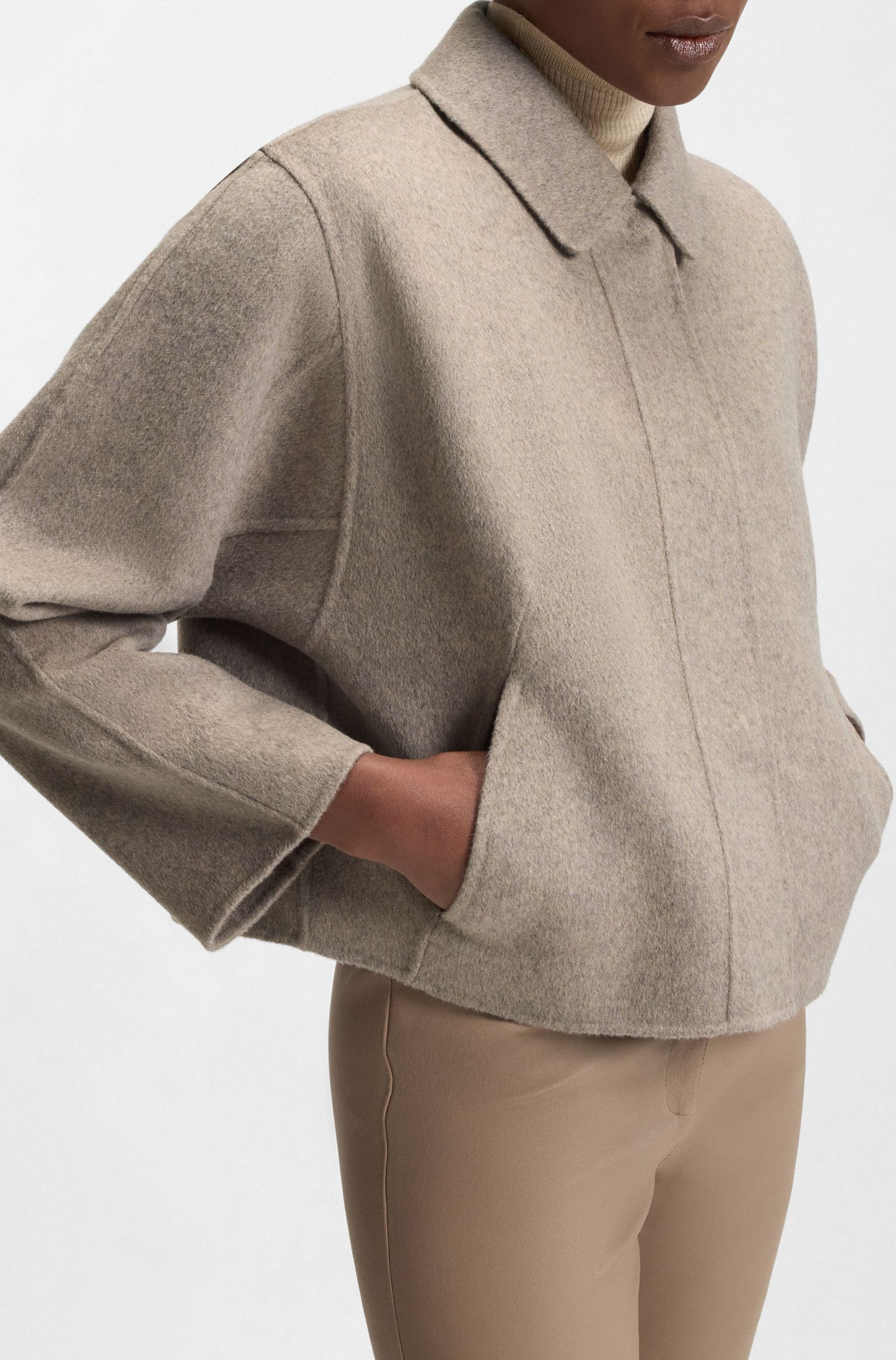 【BOSS博斯】羊毛混纺面料常规版型外套