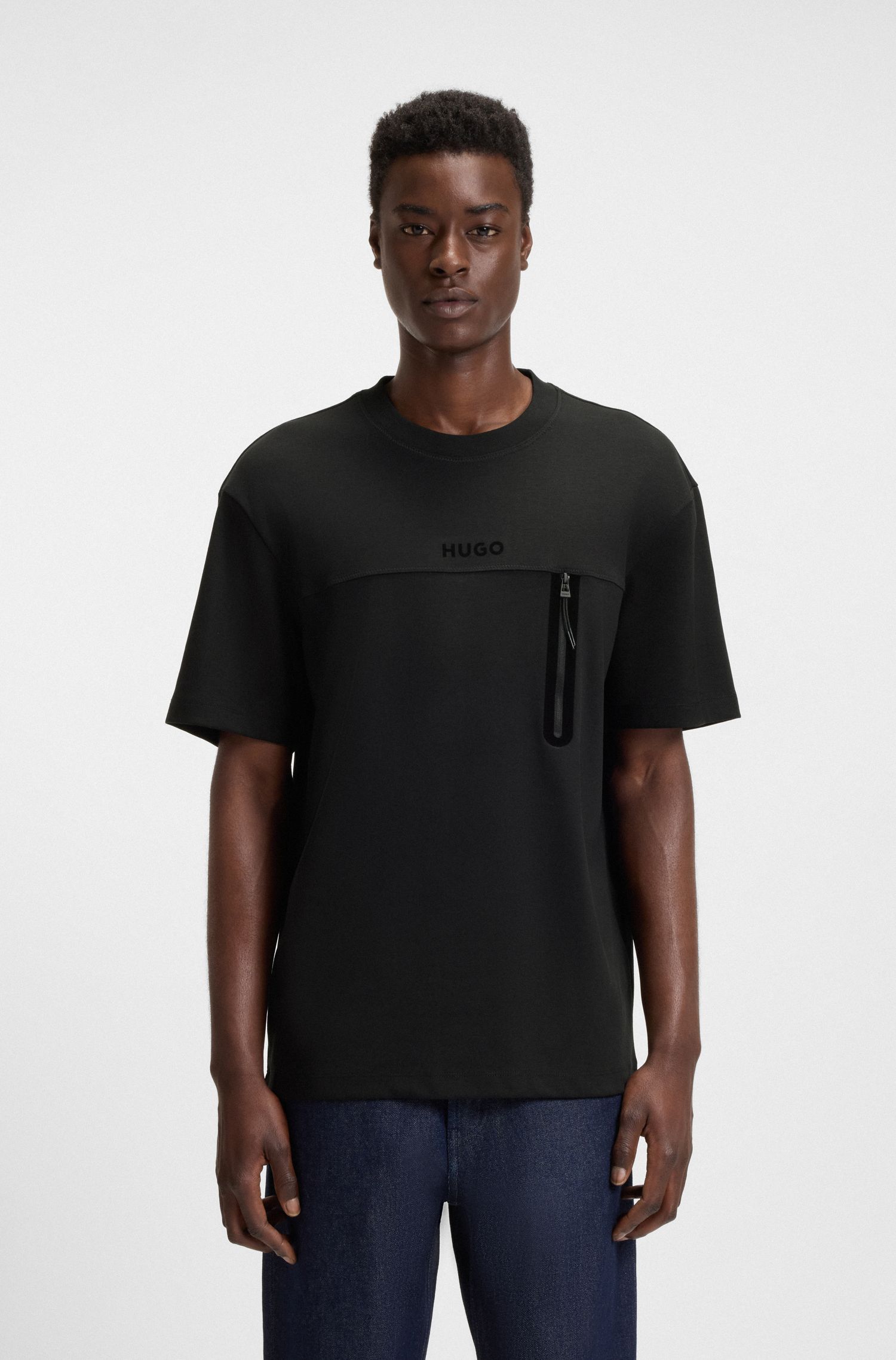 【HUGO雨果】反光装饰细节棉质混纺 T 恤