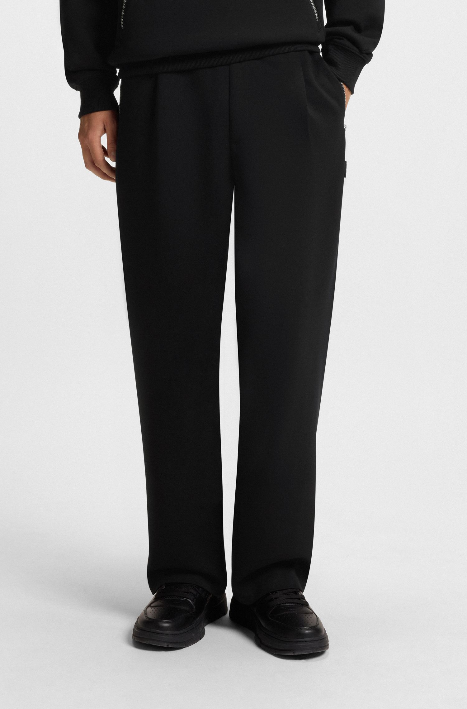 【HUGO雨果】堆叠徽标棉质混纺运动裤