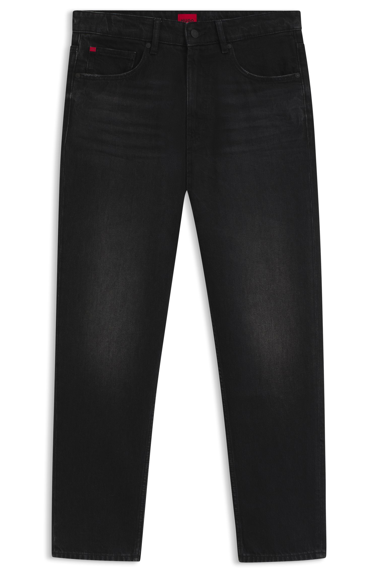 【HUGO雨果】黑色硬质牛仔布锥形牛仔裤