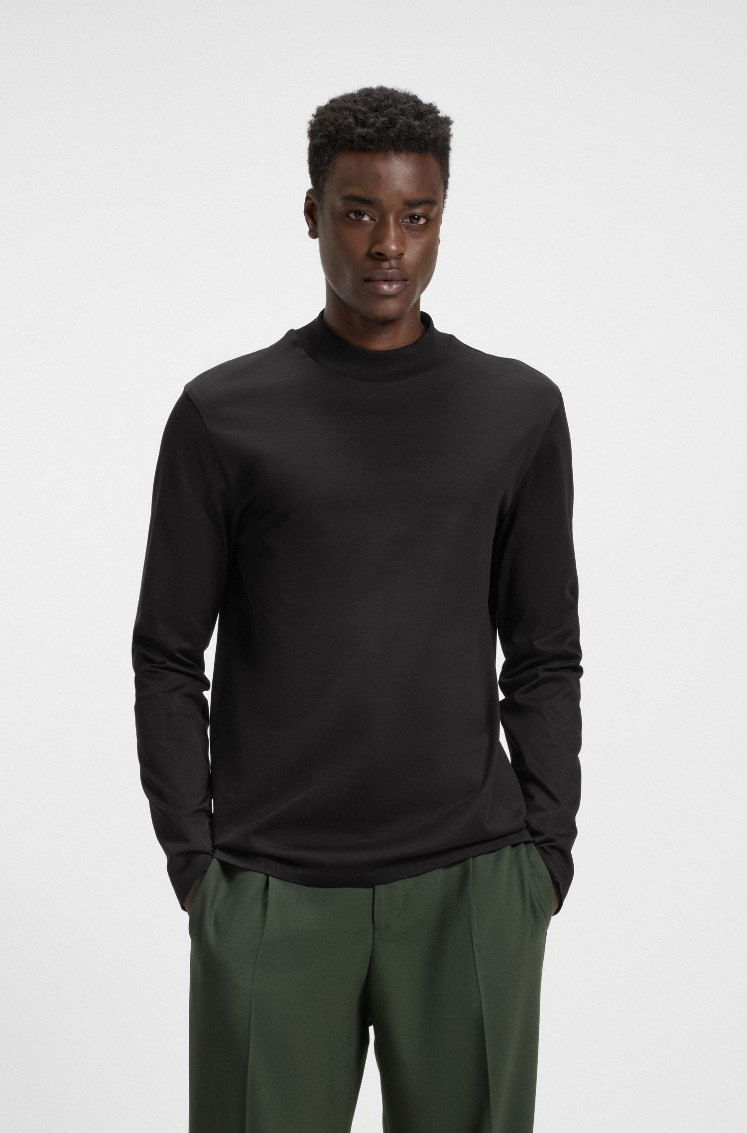 【HUGO雨果】丝光棉材质企领修身 T 恤