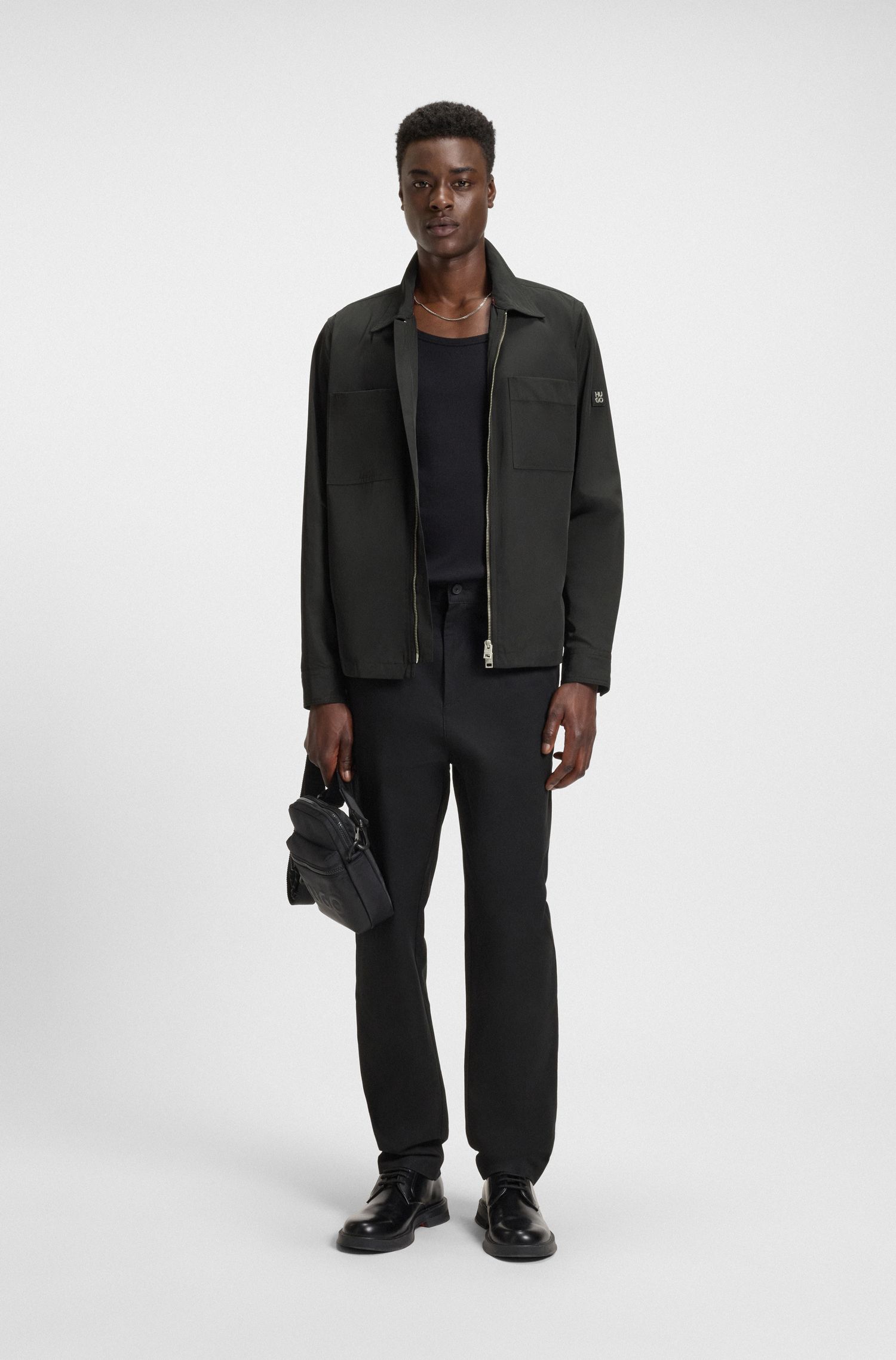 【HUGO雨果】宽松版型帆布衬衫