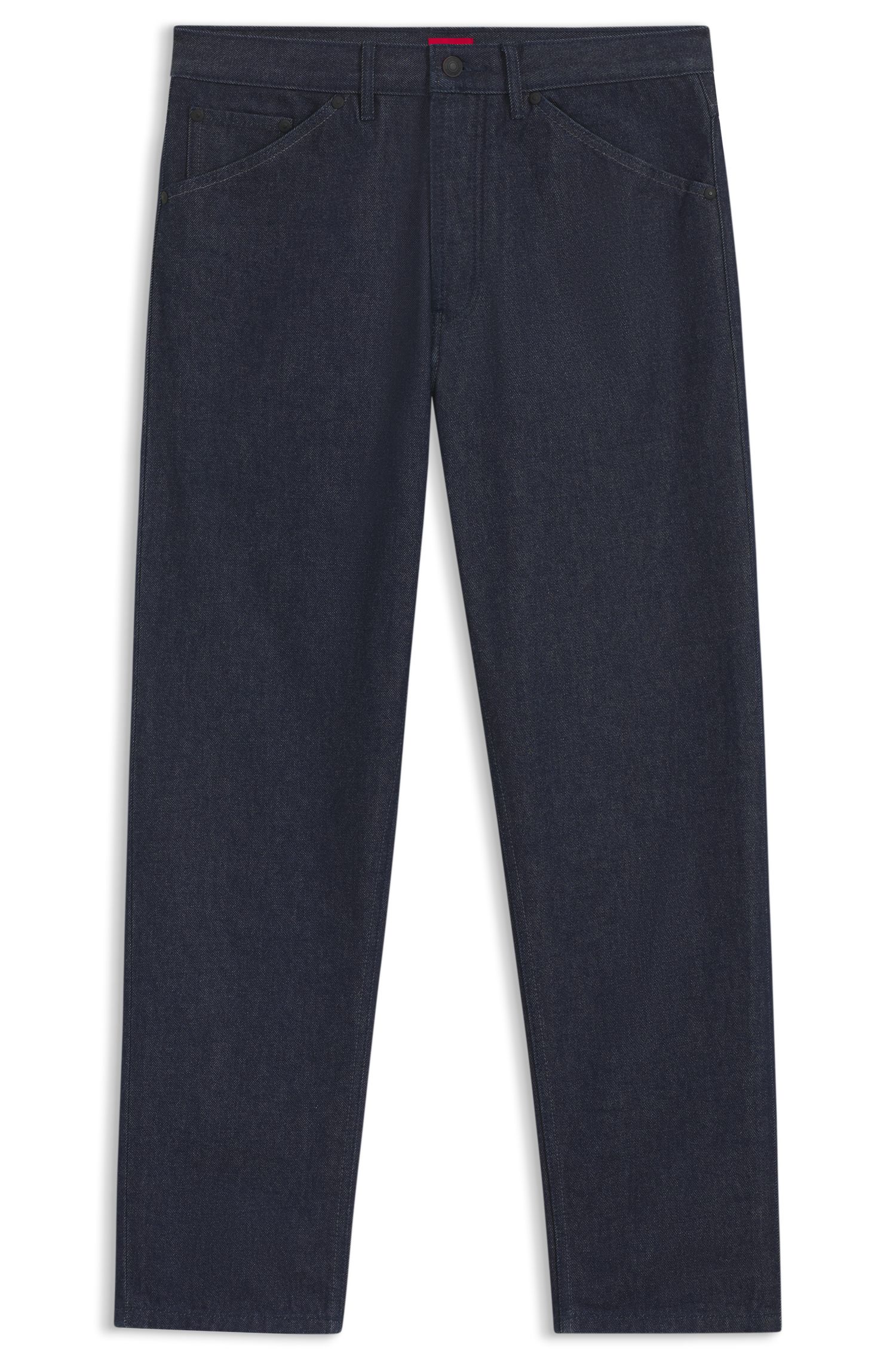 【HUGO雨果】深蓝色日式牛仔布宽松牛仔裤