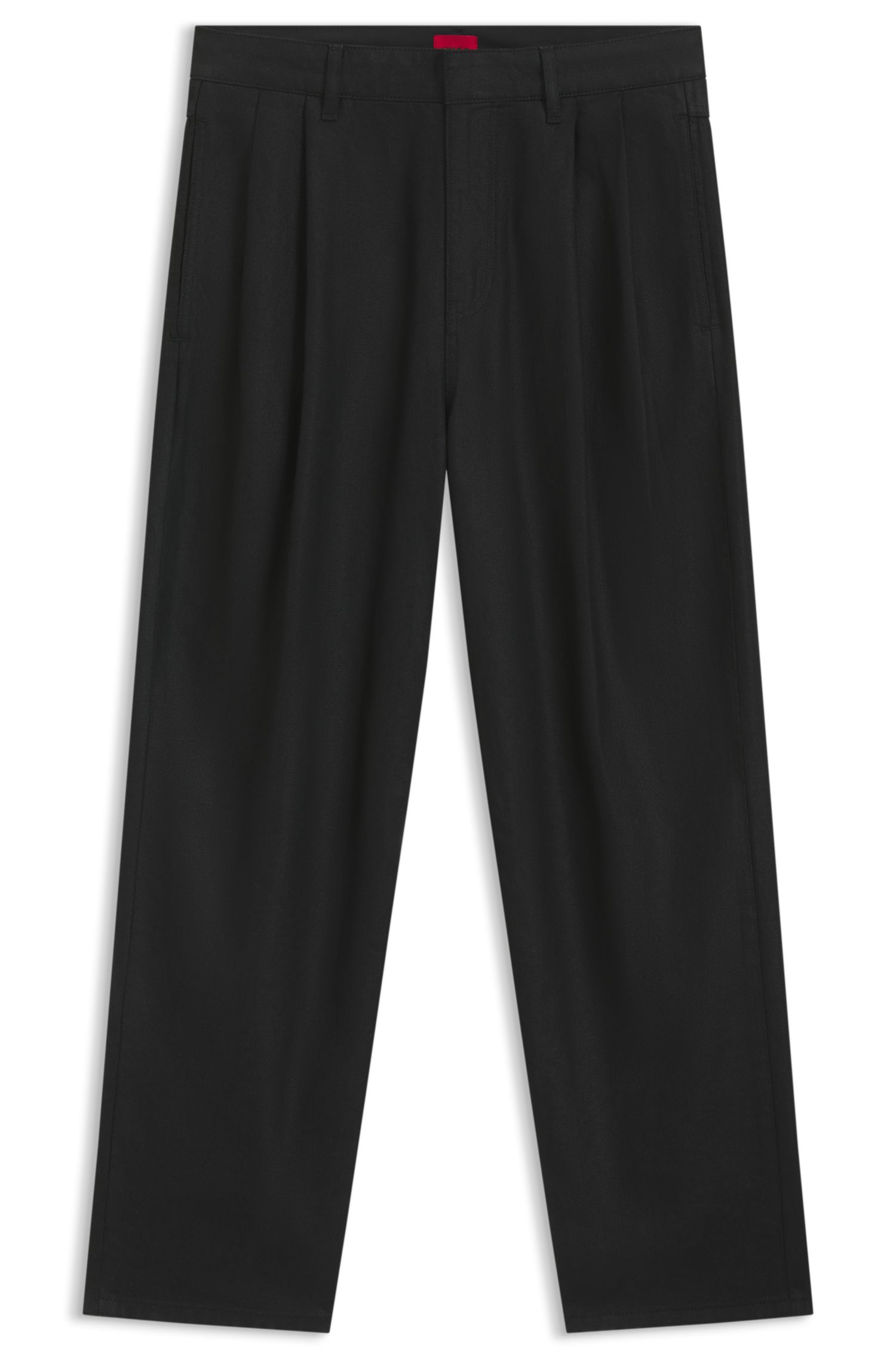 【HUGO雨果】黑色涂蜡牛仔面料宽松版型牛仔裤