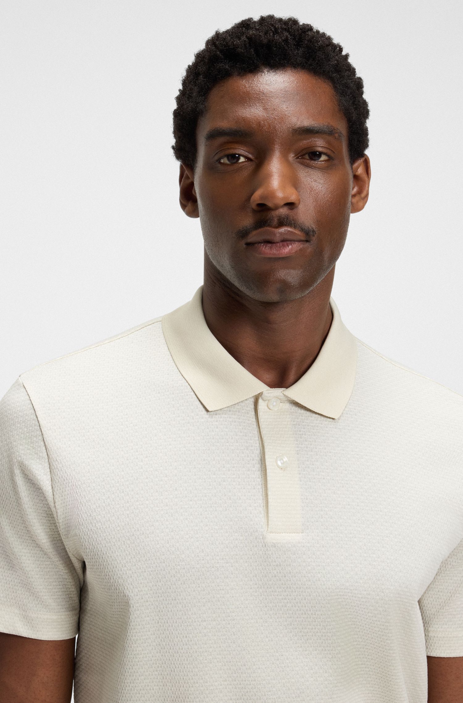 【BOSS博斯】几何提花图案丝光棉 Polo 衫