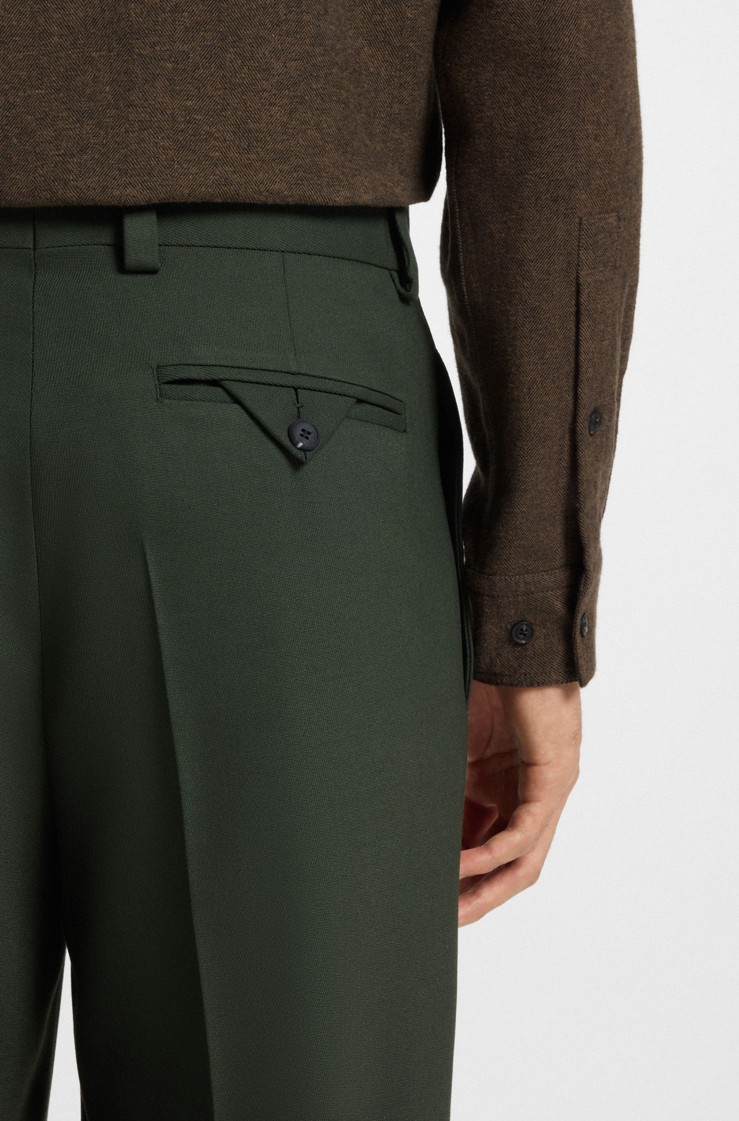 【HUGO雨果】人字形棉宽松合身衬衫