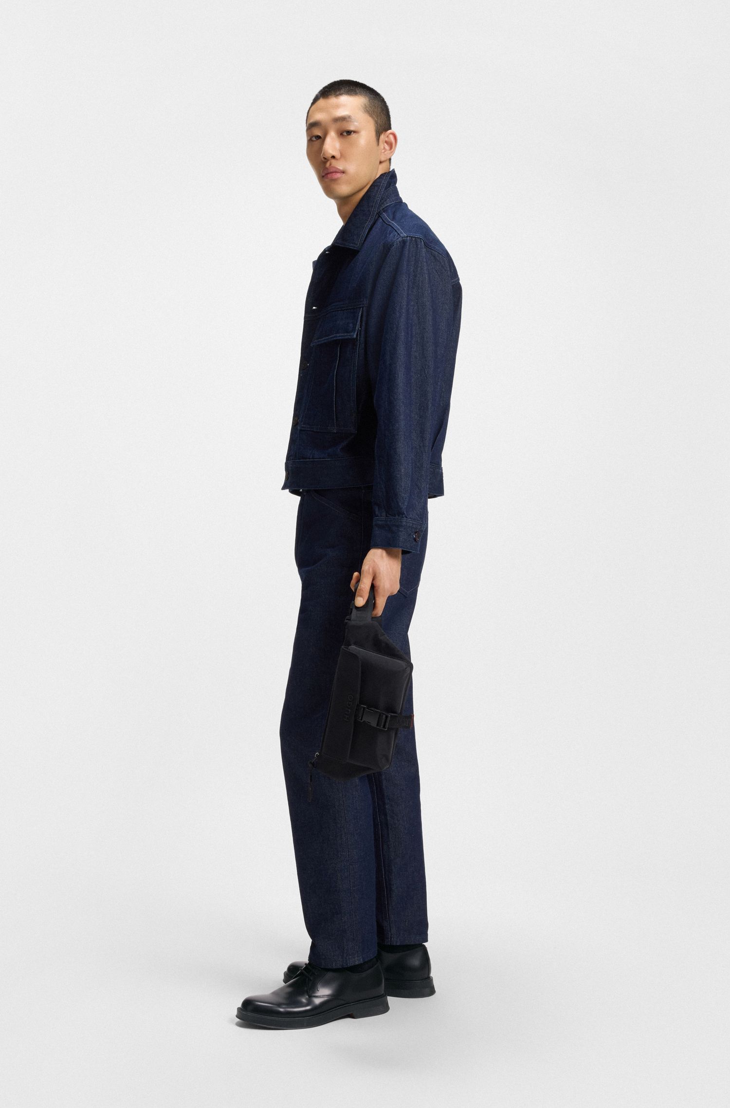 【HUGO雨果】徽标堆叠鞋舌皮革德比鞋