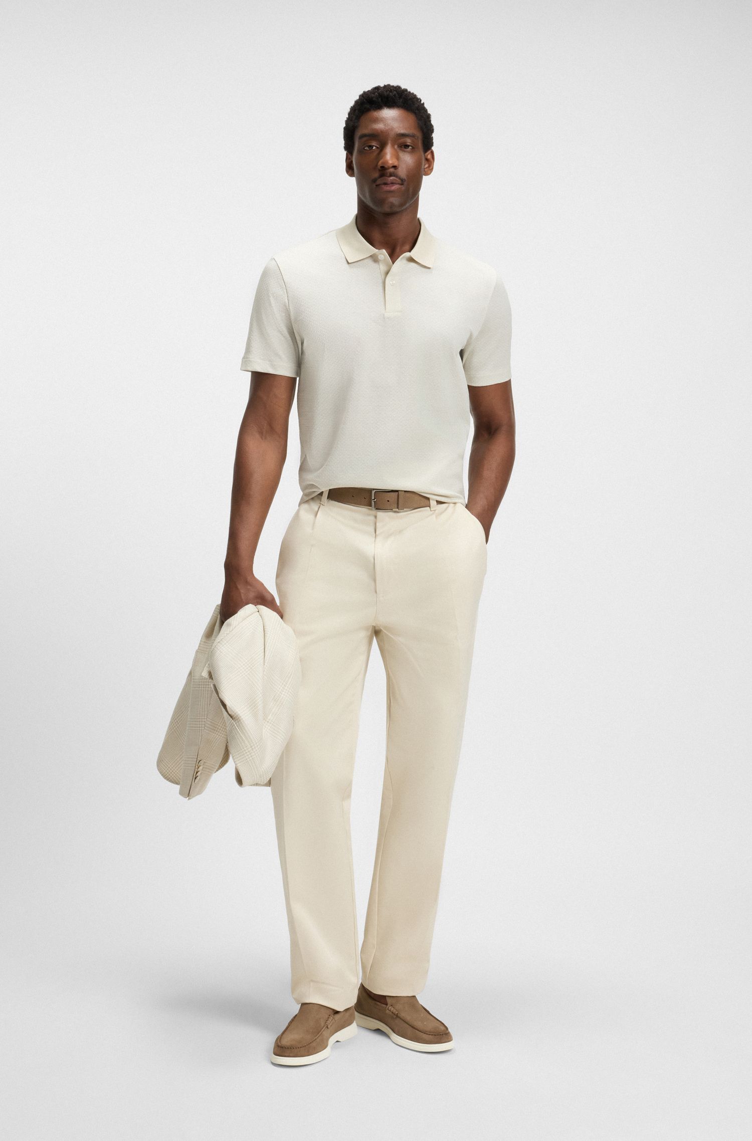 【BOSS博斯】几何提花图案丝光棉 Polo 衫