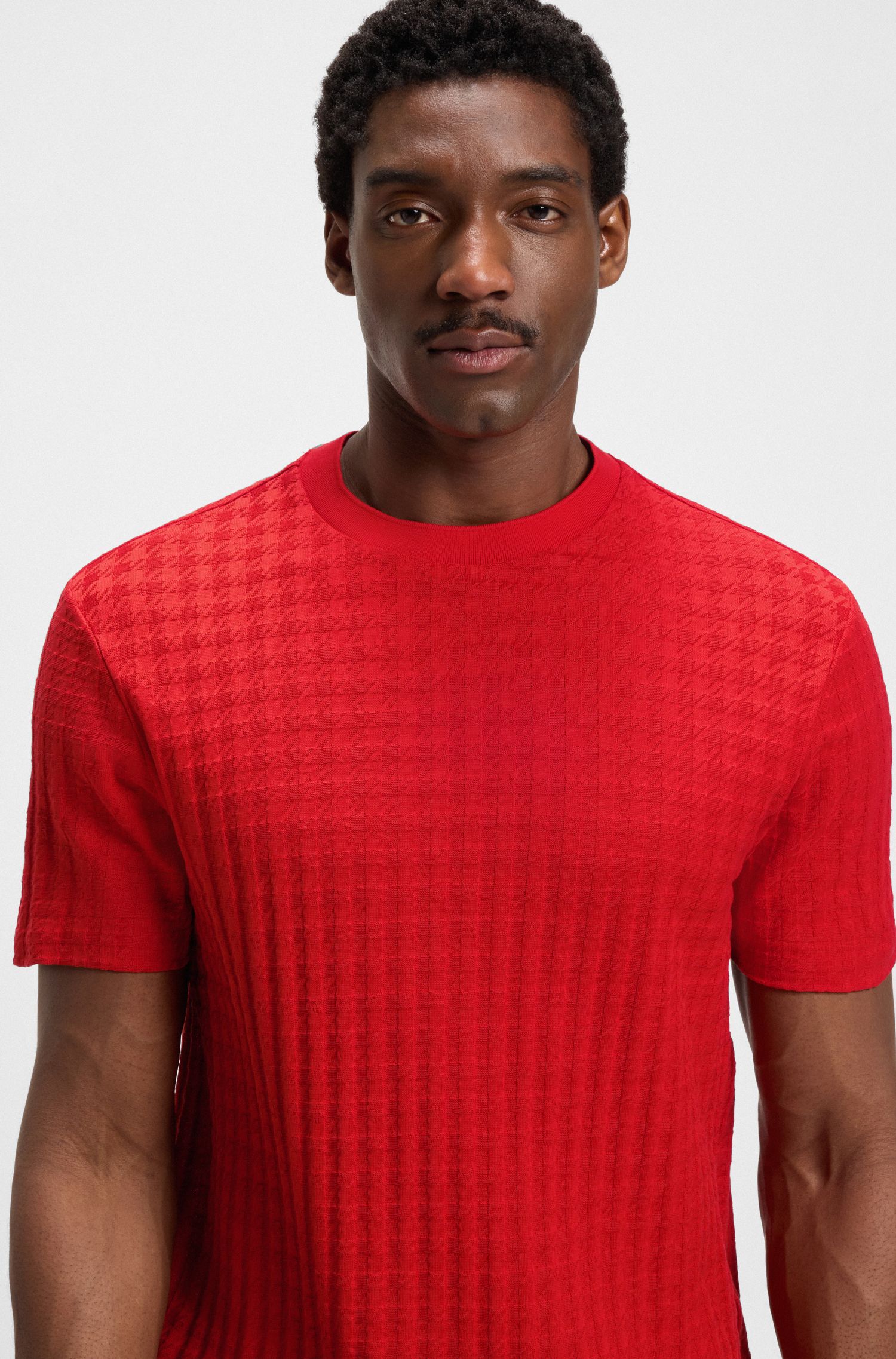 Porsche x BOSS丝光棉千鸟格图案 T 恤