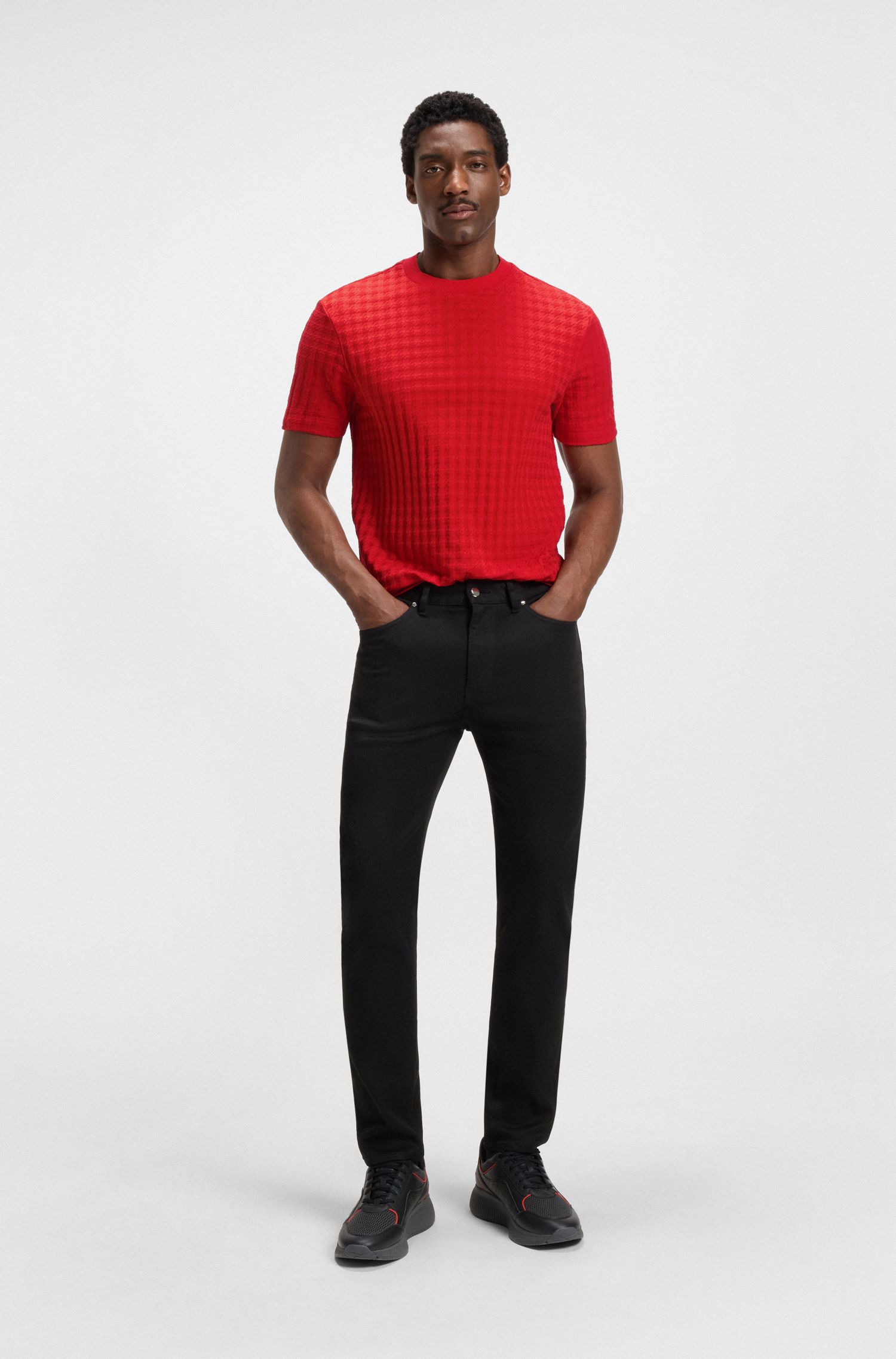 Porsche x BOSS丝光棉千鸟格图案 T 恤