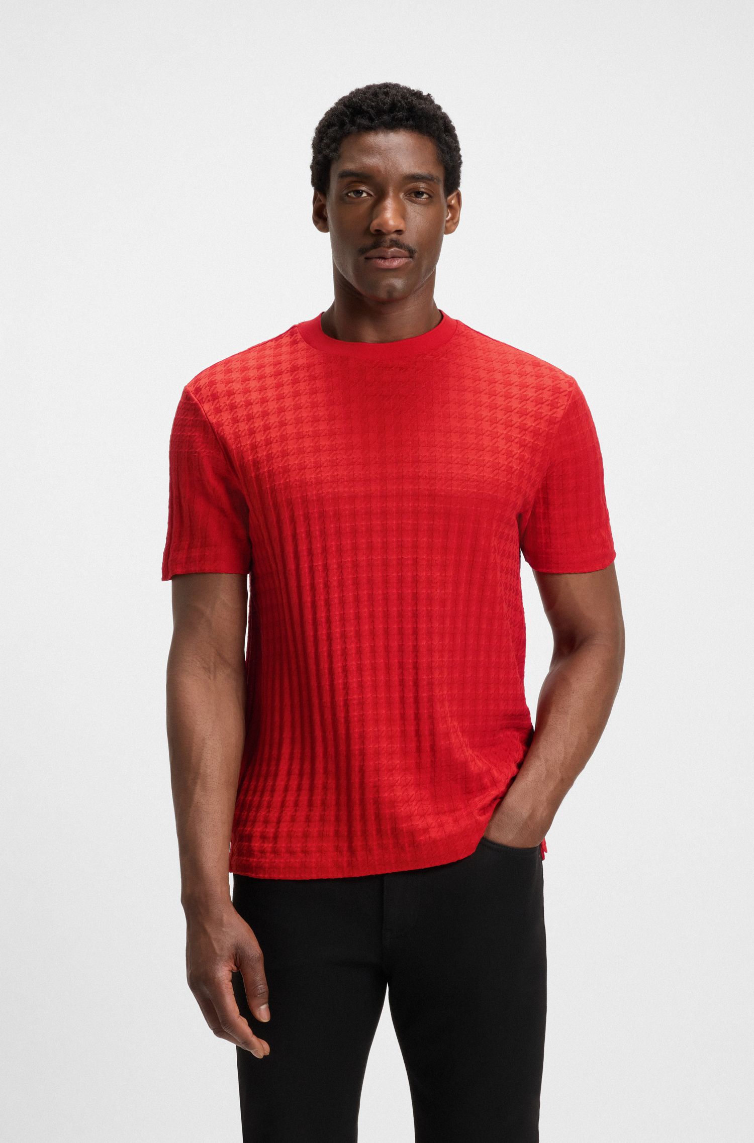 Porsche x BOSS丝光棉千鸟格图案 T 恤