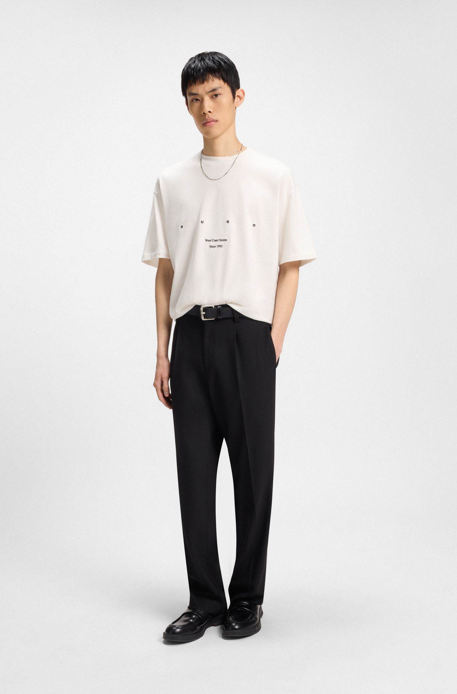 【HUGO雨果】LA 艺术图案装饰棉质平纹针织 T 恤