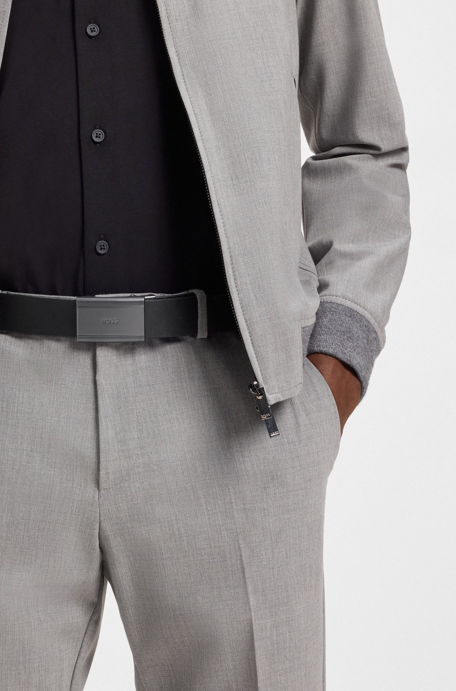 【BOSS博斯】意大利皮革牌扣腰带