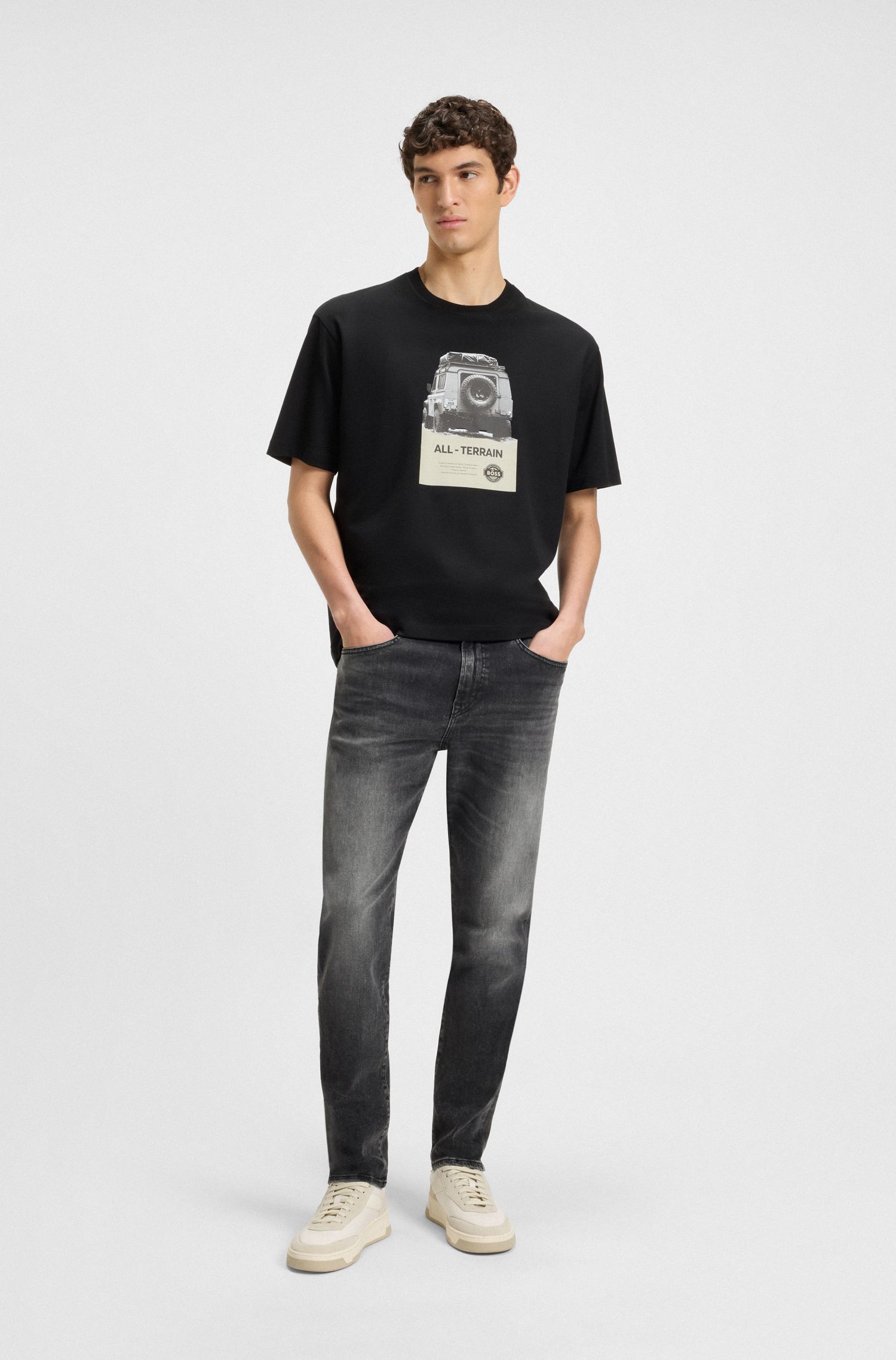 【BOSS博斯】黑色柔软锥形牛仔裤