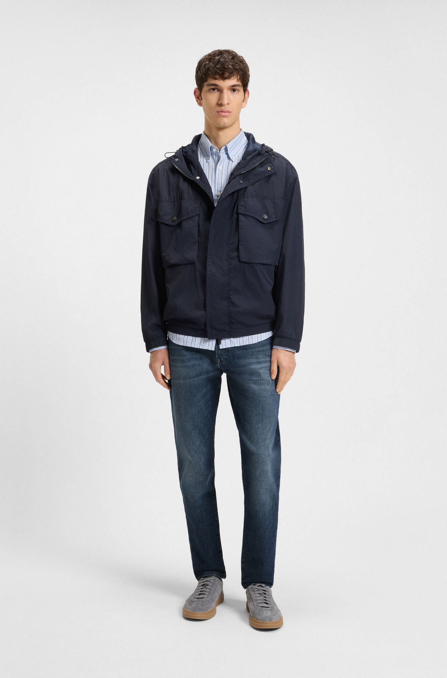 【BOSS博斯】蓝色舒适弹性牛仔布修身版型牛仔裤