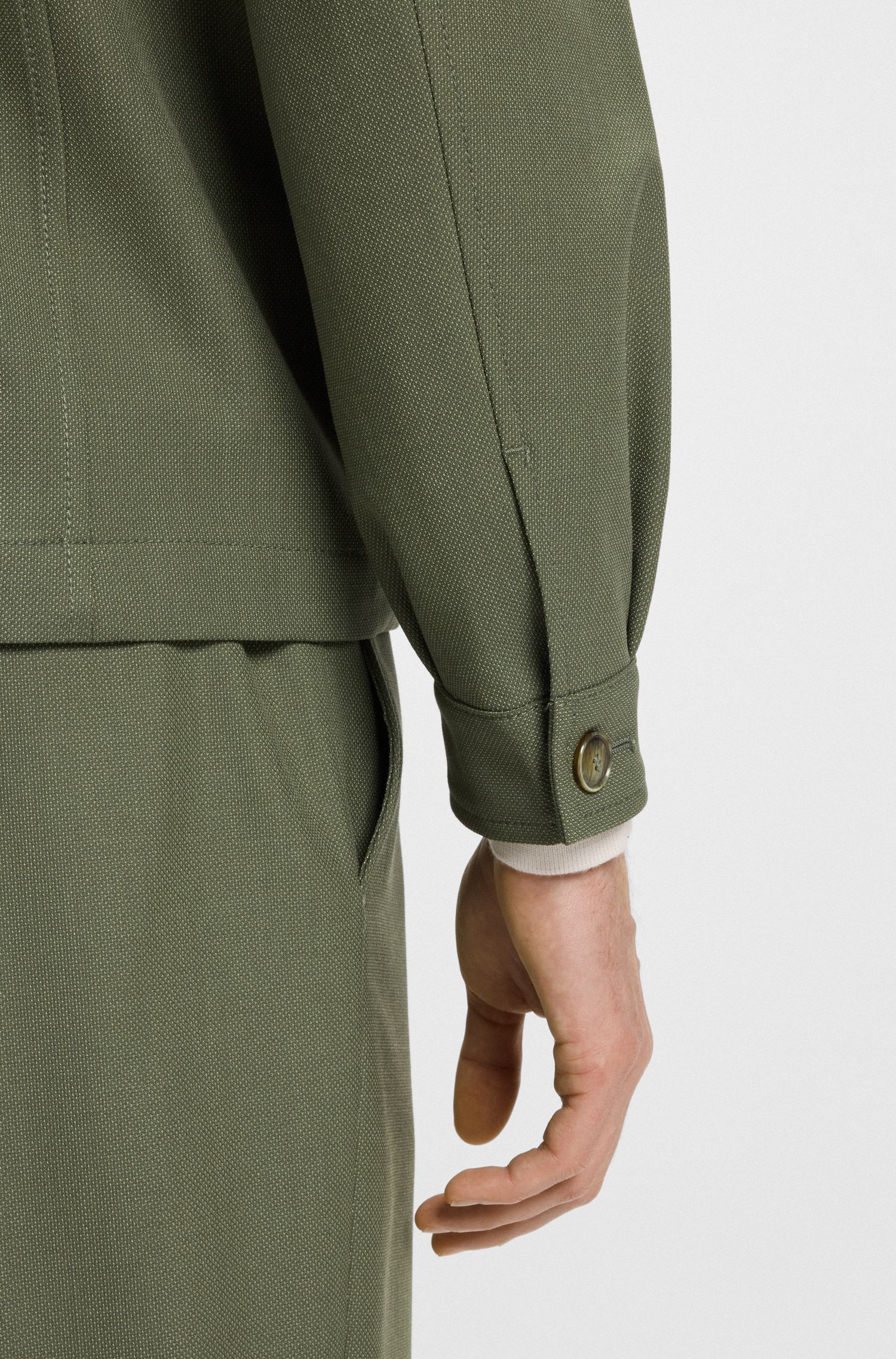 【BOSS博斯】可机洗弹性面料宽松版型外套衬衫