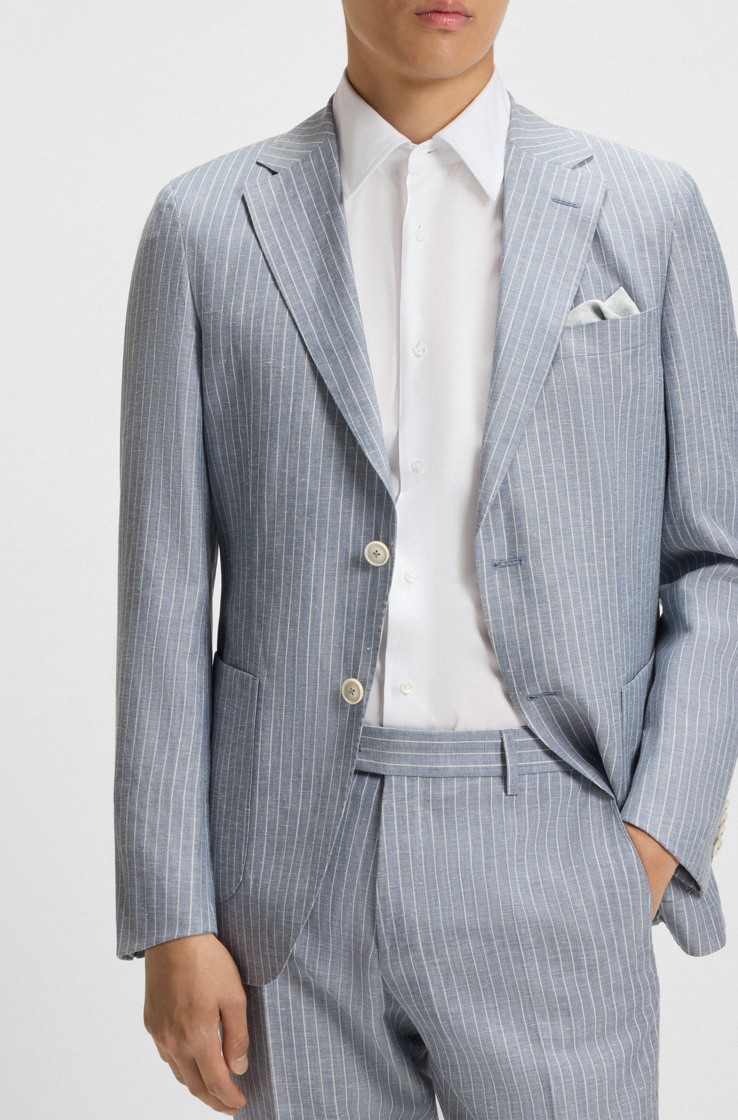 【BOSS博斯】意大利制造纹理棉质修身版衬衫