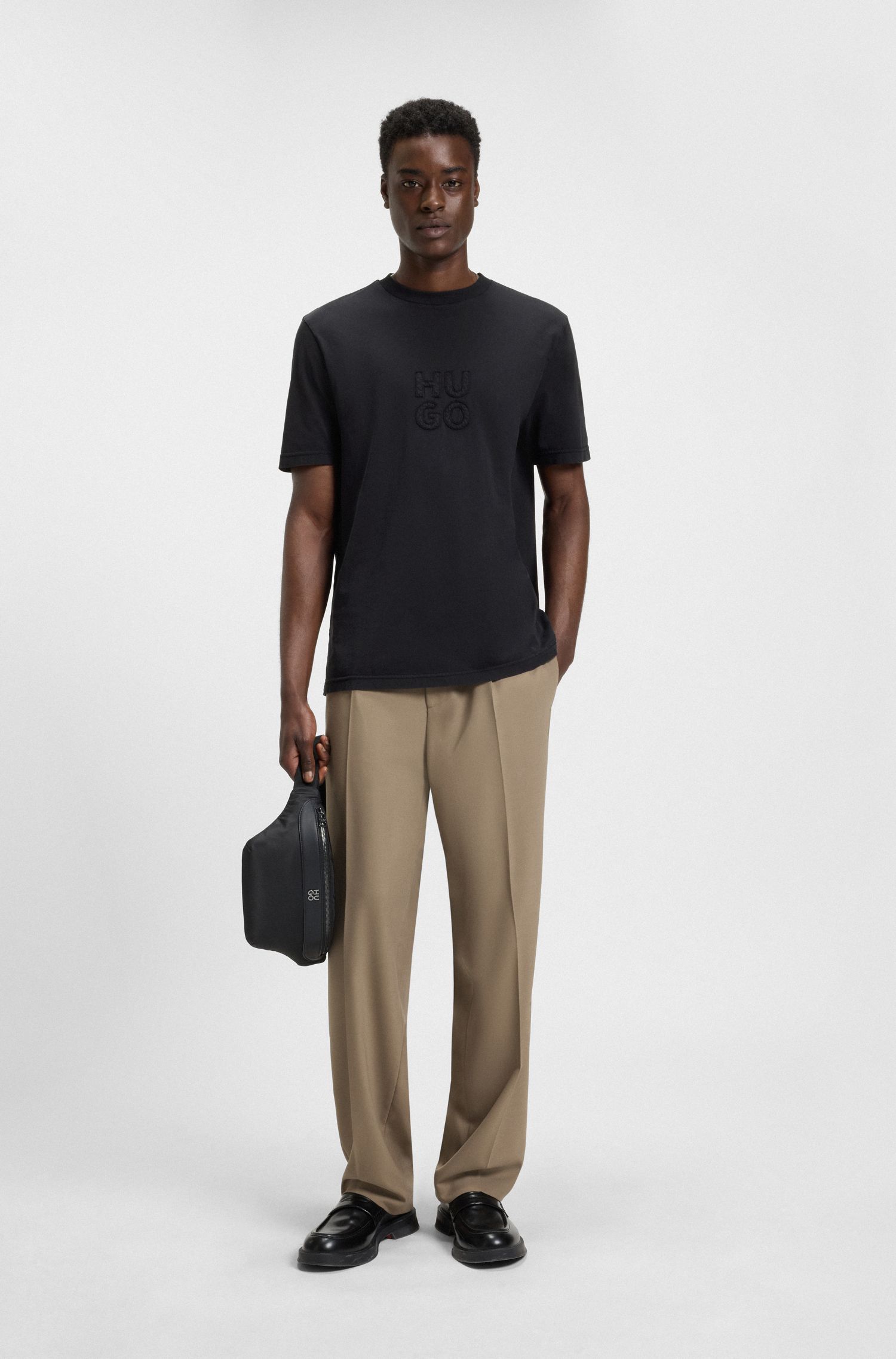 【HUGO雨果】徽标贴花装饰棉质平纹针织 T 恤