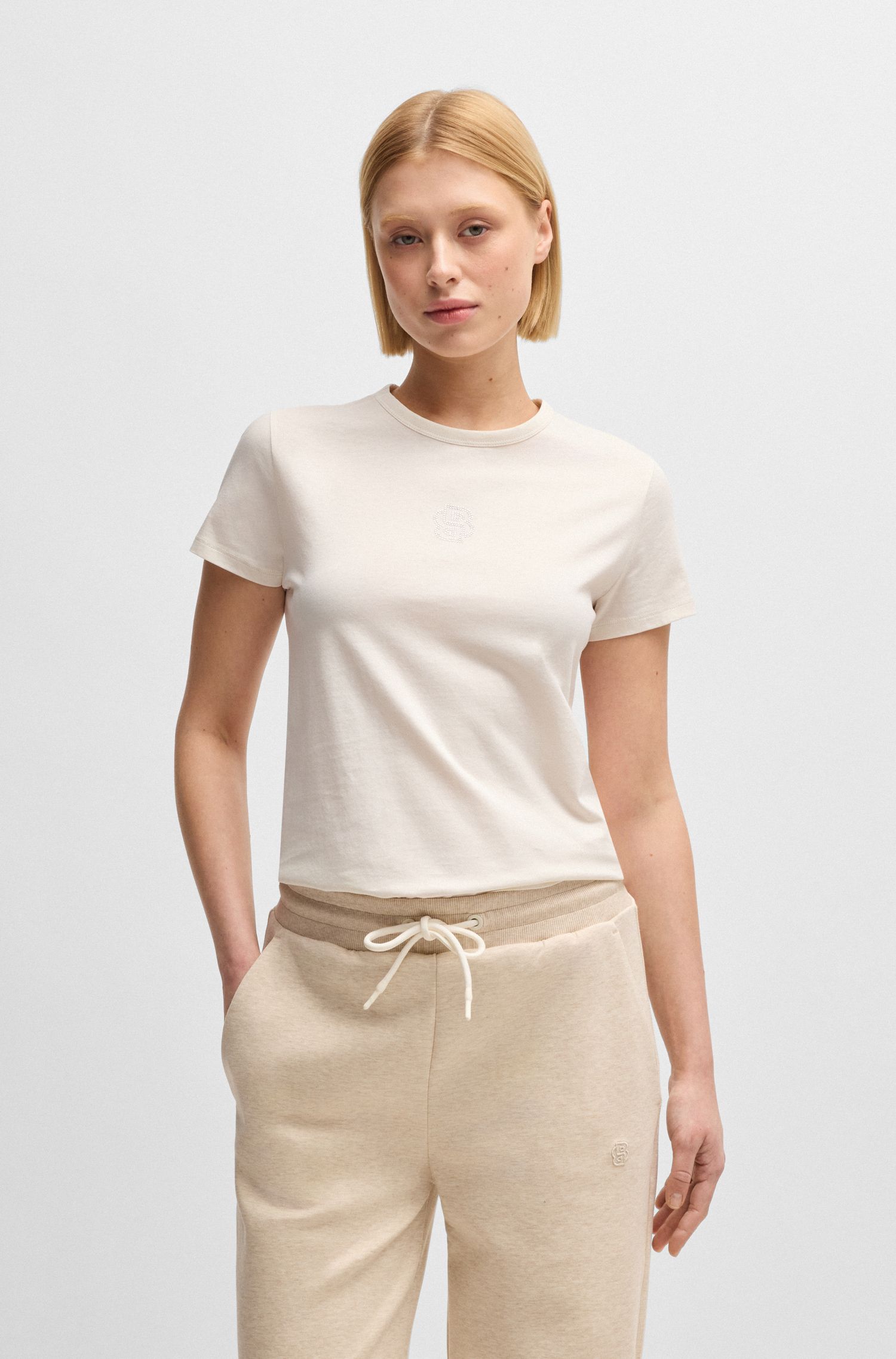 【BOSS博斯】徽标图案丝光棉质 T 恤