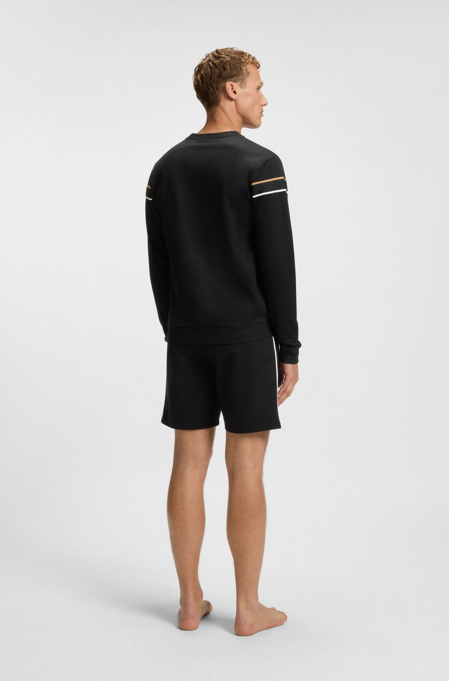 【BOSS博斯】经典条纹棉质毛圈布运动衫