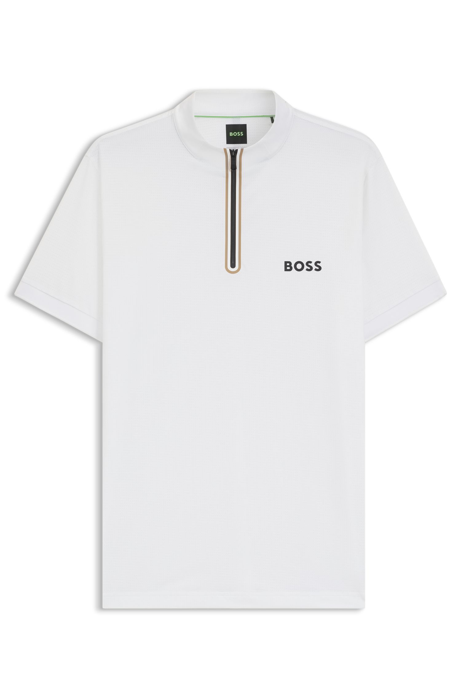 【BOSS博斯】弹力网面平纹布拉链领活力 T 恤