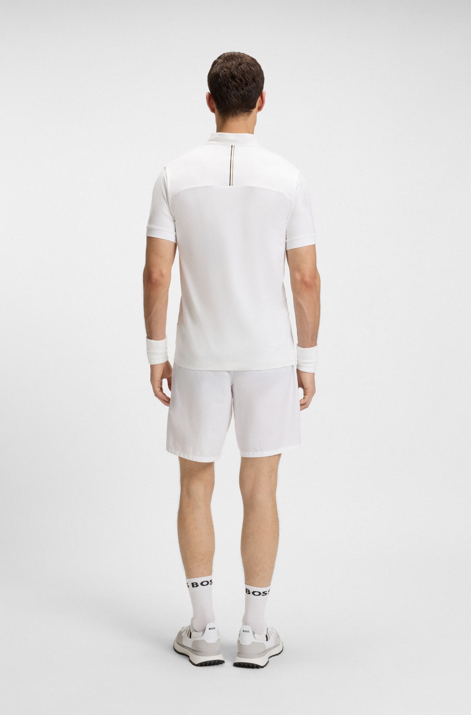 【BOSS博斯】弹力网面平纹布拉链领活力 T 恤