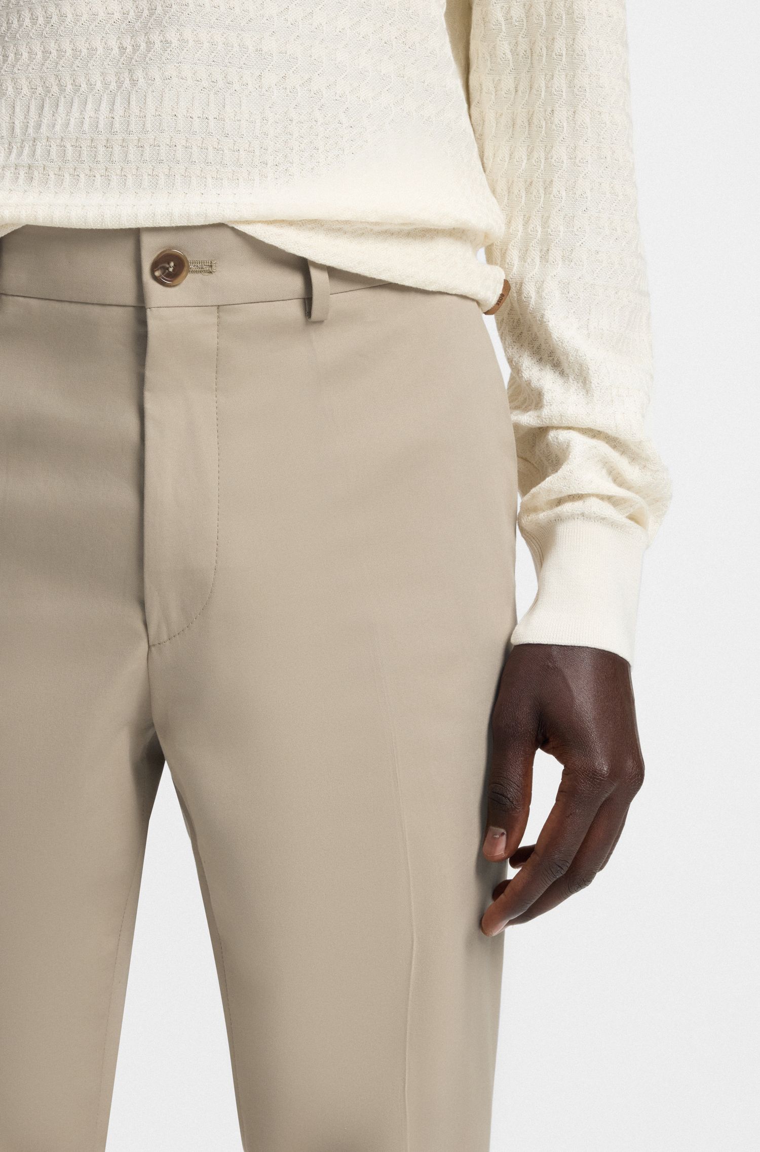 【BOSS博斯】棉真丝混纺弹性面料修身长裤