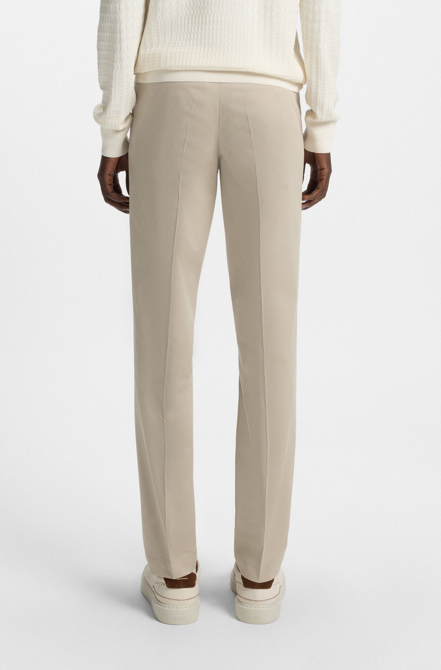 【BOSS博斯】棉真丝混纺弹性面料修身长裤