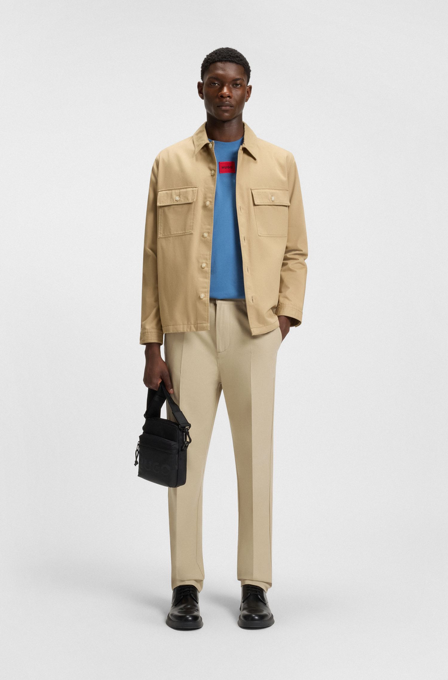 【HUGO雨果】丝光斜纹棉布修身斜纹棉布