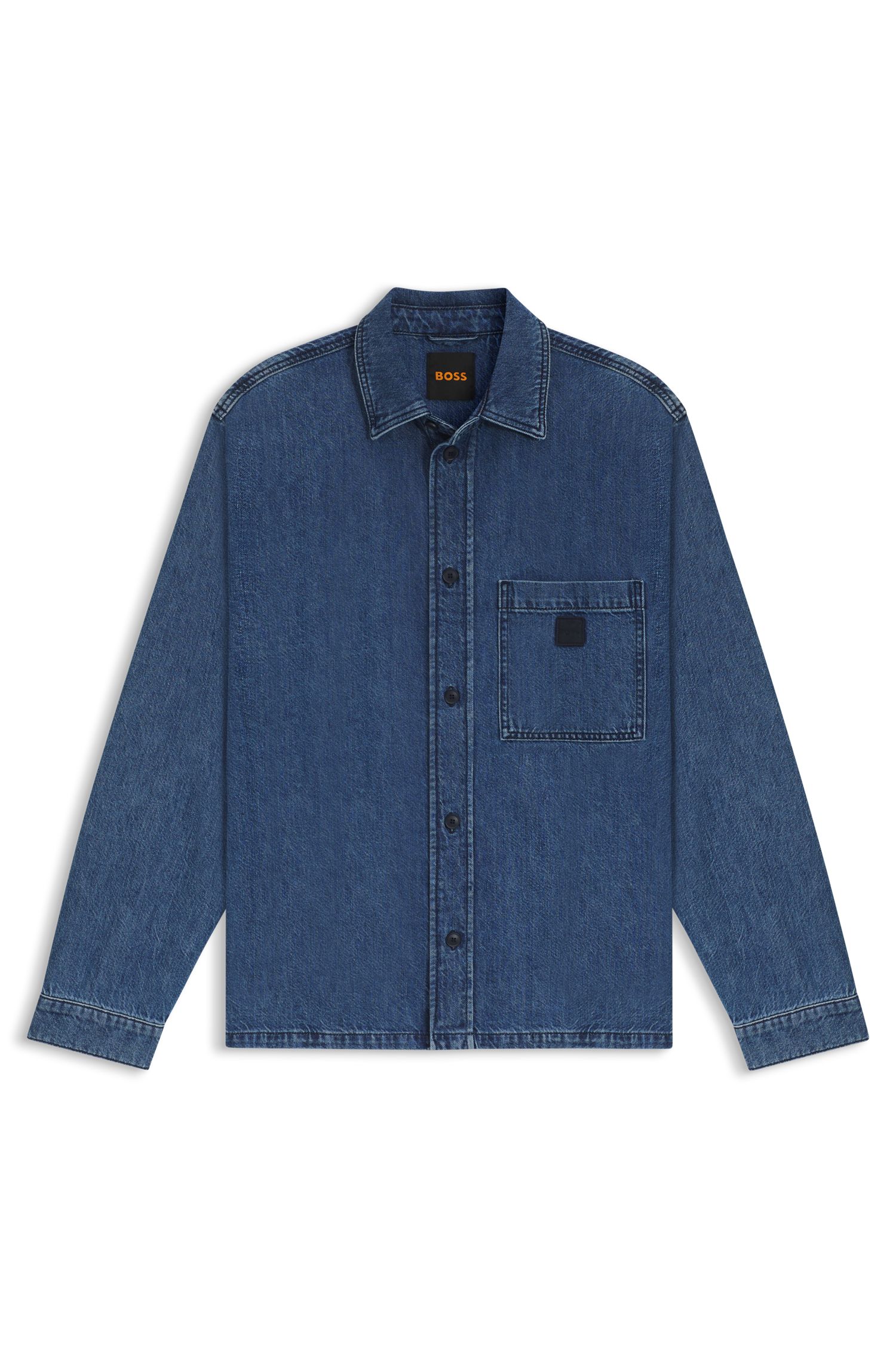 【BOSS博斯】蓝色牛仔布常规版衬衫外套