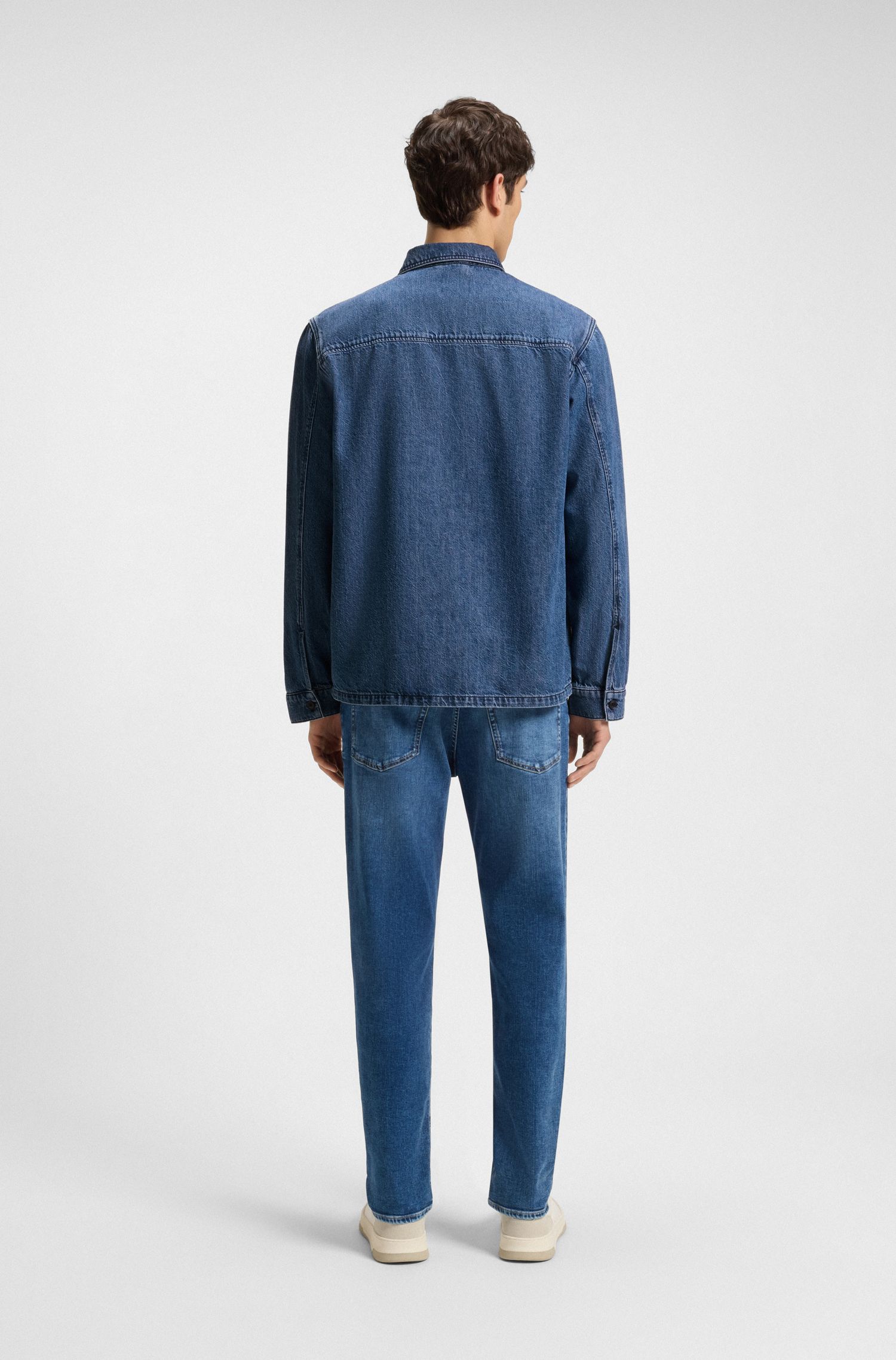 【BOSS博斯】蓝色牛仔布常规版衬衫外套