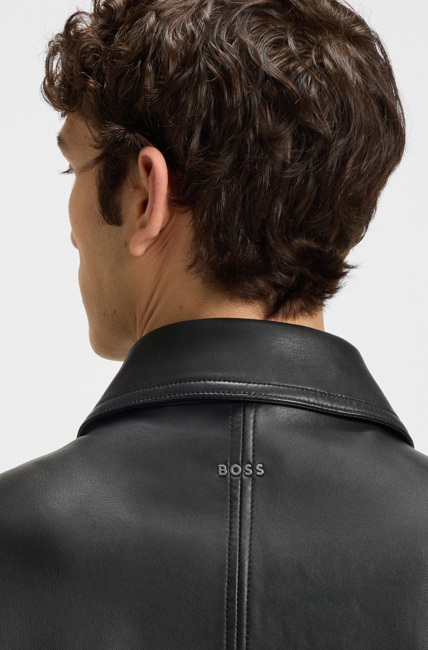 【BOSS博斯】光滑皮革飞行员夹克