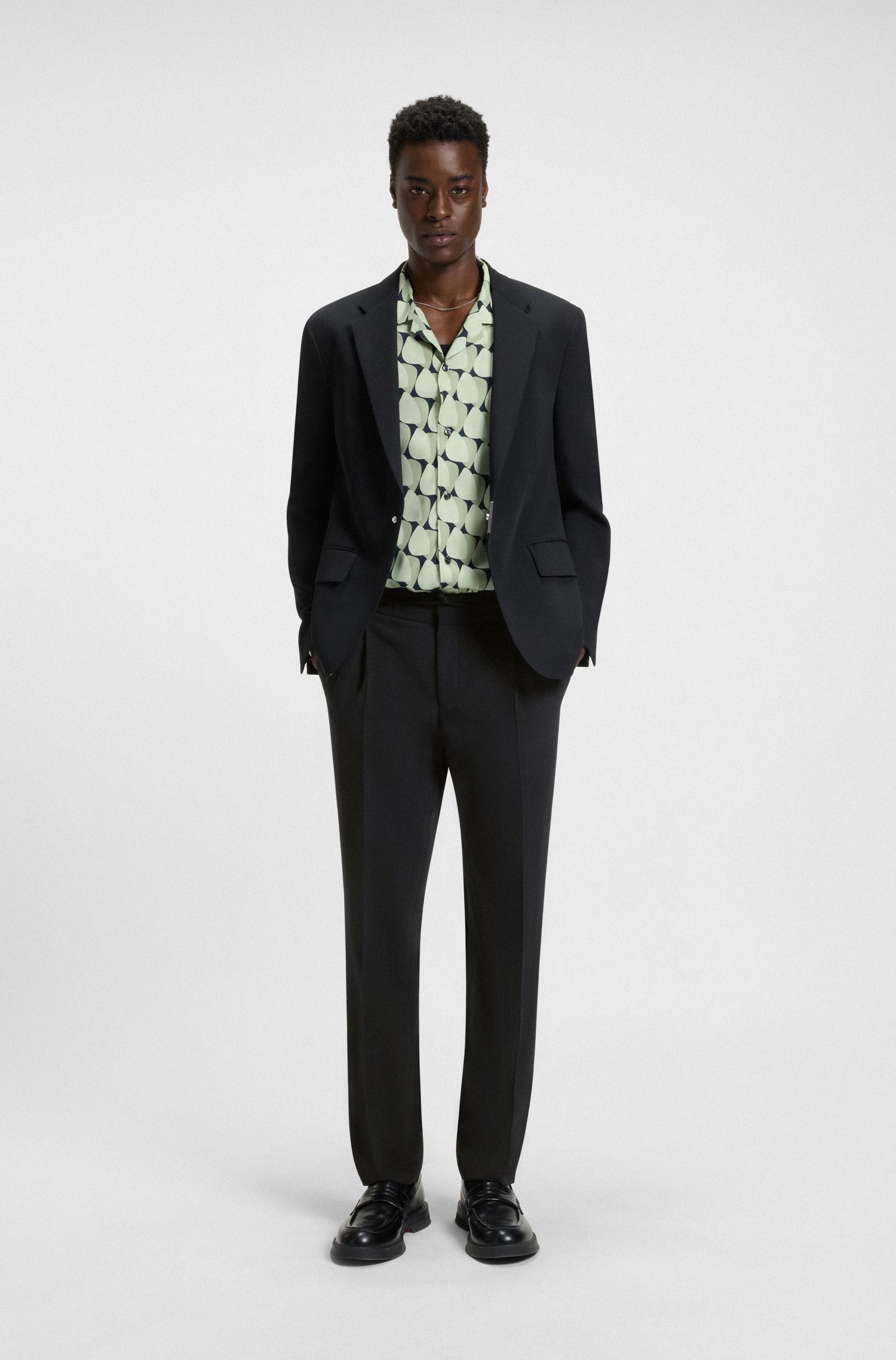 【HUGO雨果】正面打褶修身长裤