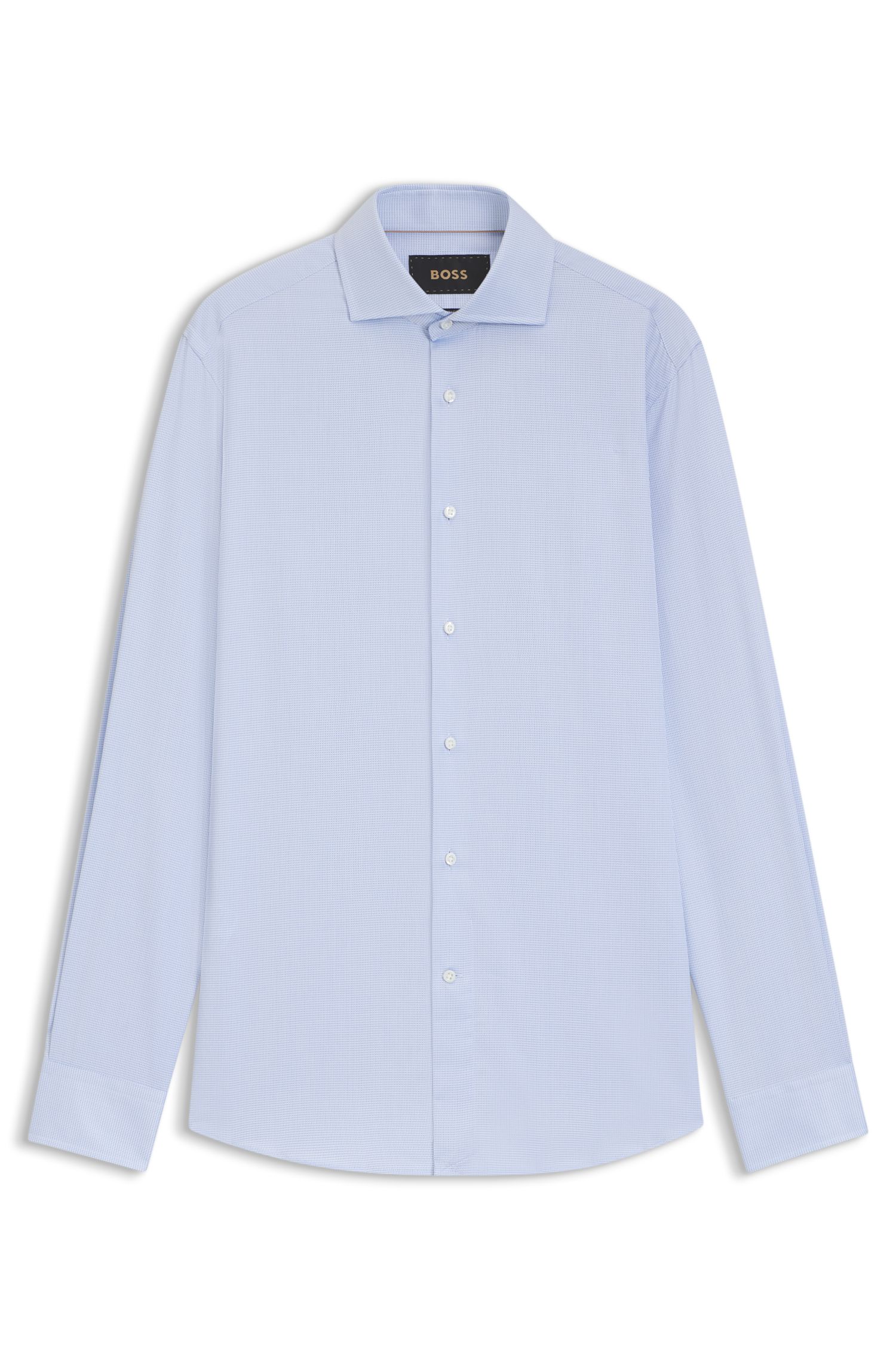 【BOSS博斯】意大利制造微结构棉质修身版衬衫