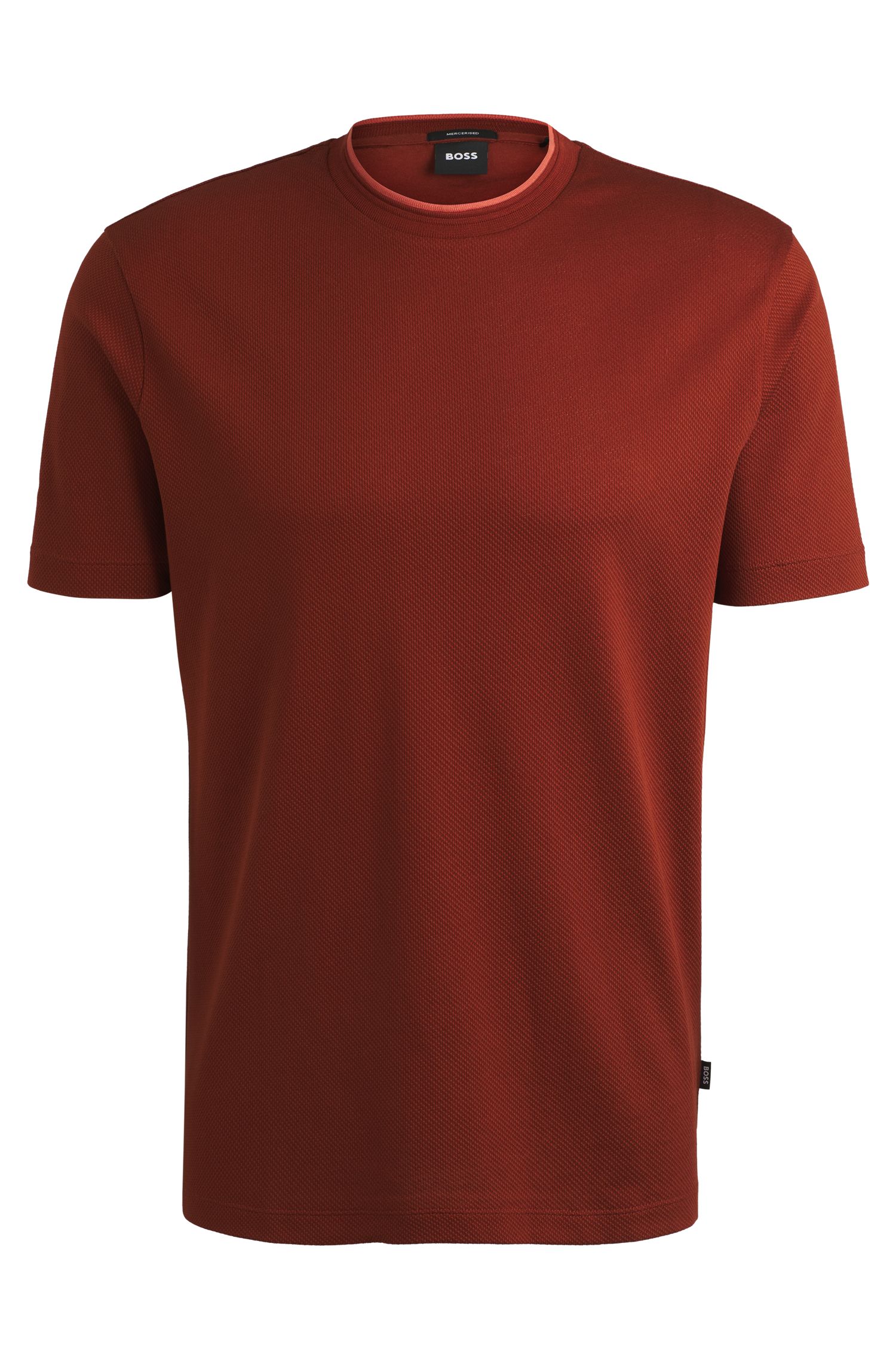 【BOSS博斯】带领口饰边的常规版棉质 T 恤